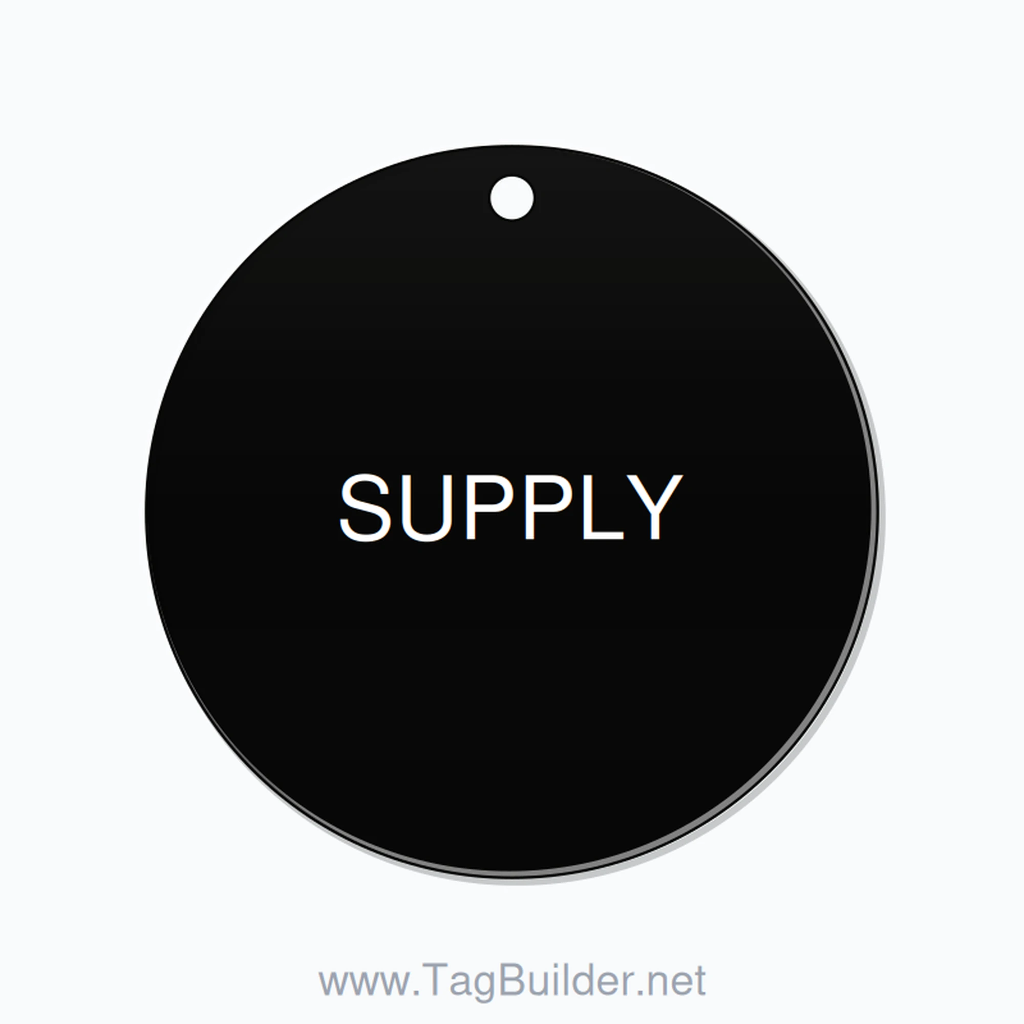 2 inch Circle Valve Tag – SUPPLY, Plastic, White on Black