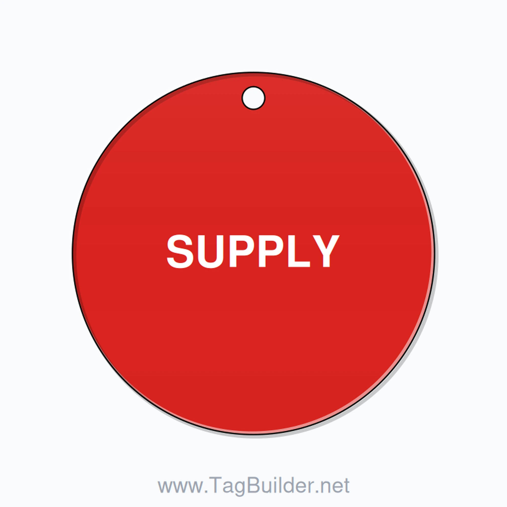 2 inch Circle Valve Tag – SUPPLY, Plastic, White On Red