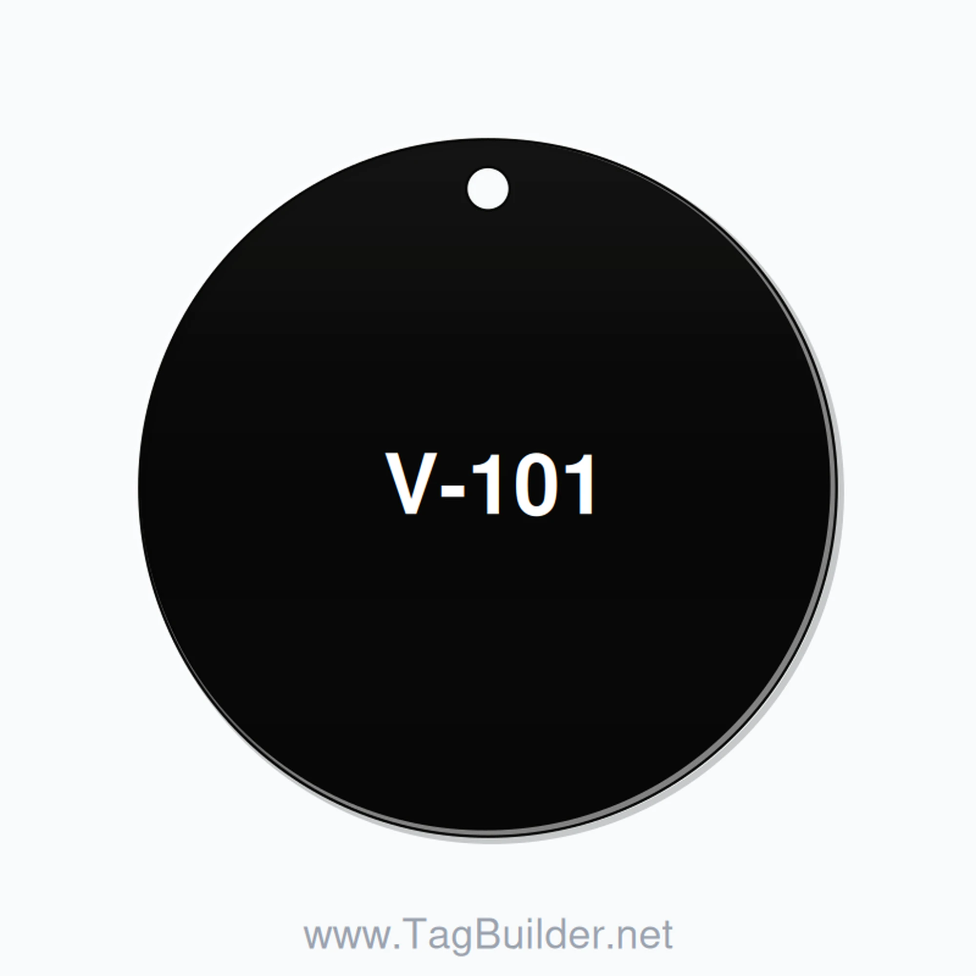 2 inch Circle Valve Tag – V-101, Plastic, White On Black