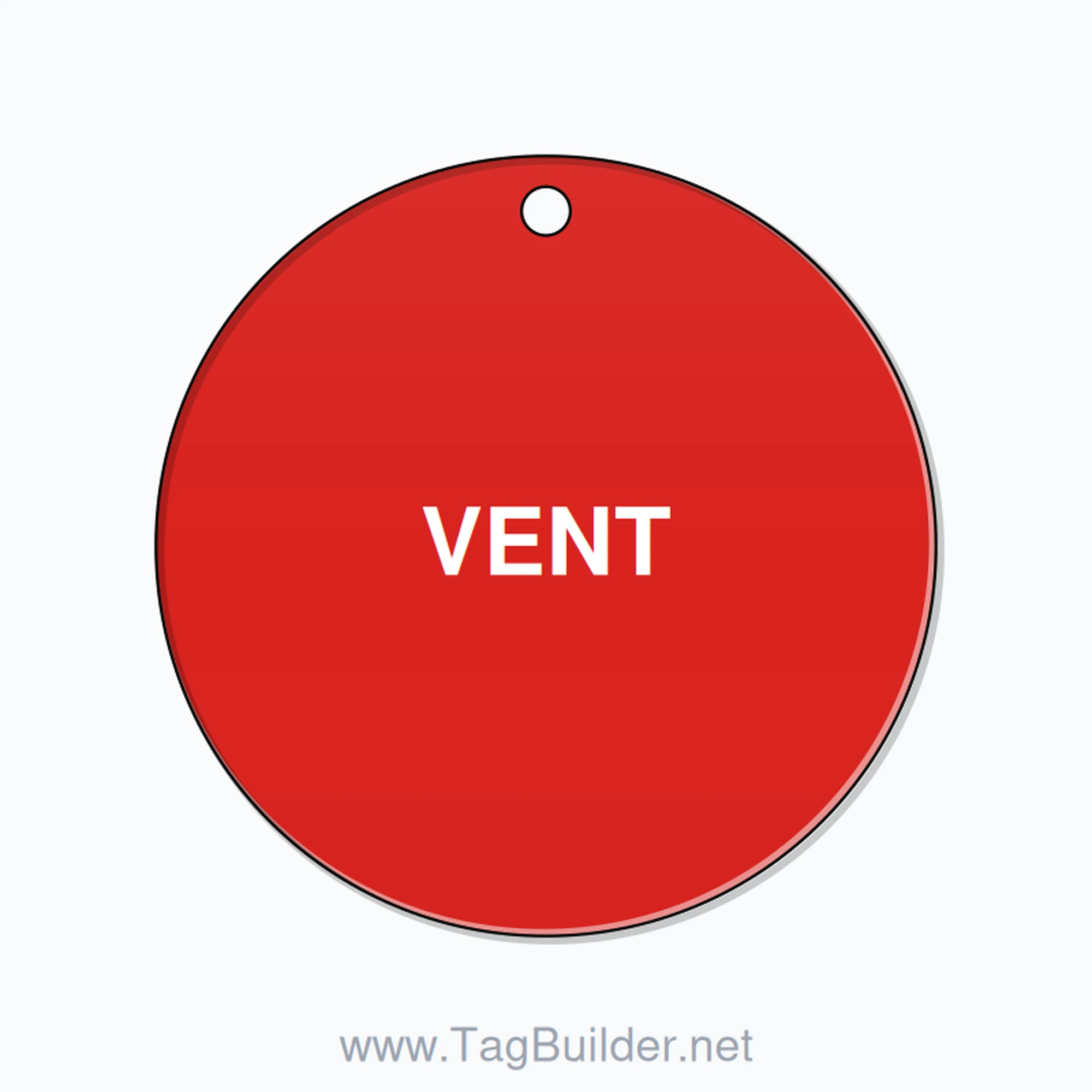 2 inch Circle Valve Tag – VENT, Plastic, White On Red
