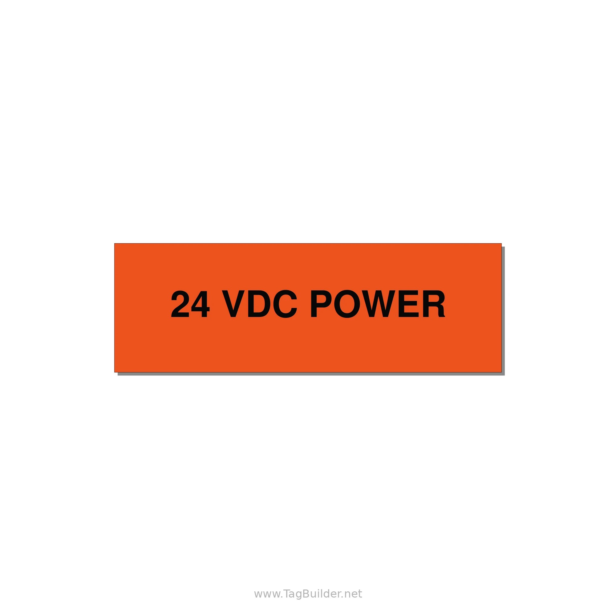 24VDC Power Label – OEM Control Power — 3x1" Black on Orange, Holes
