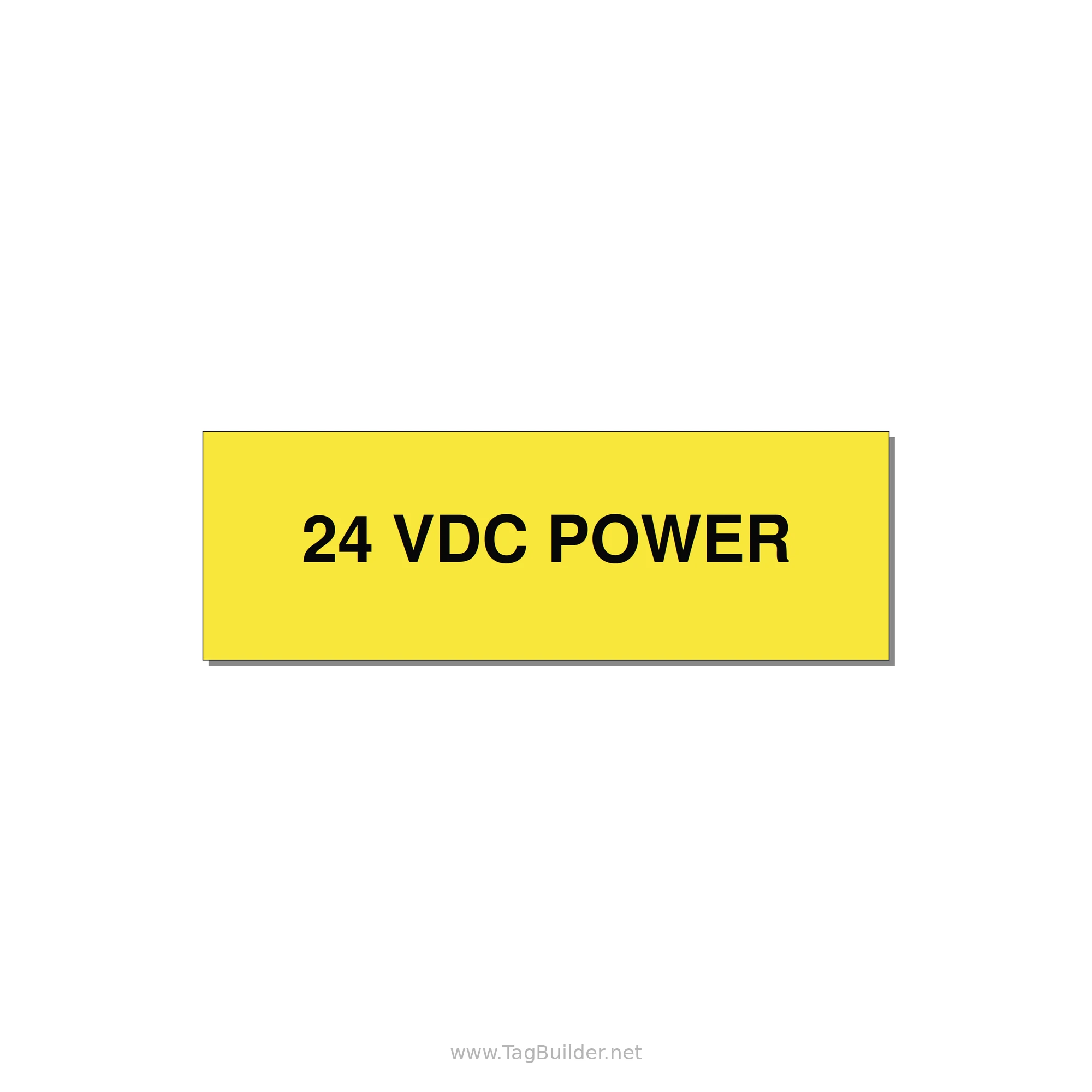 24VDC Power Label – OEM Control Power — 3x1" Black on Yellow, Holes