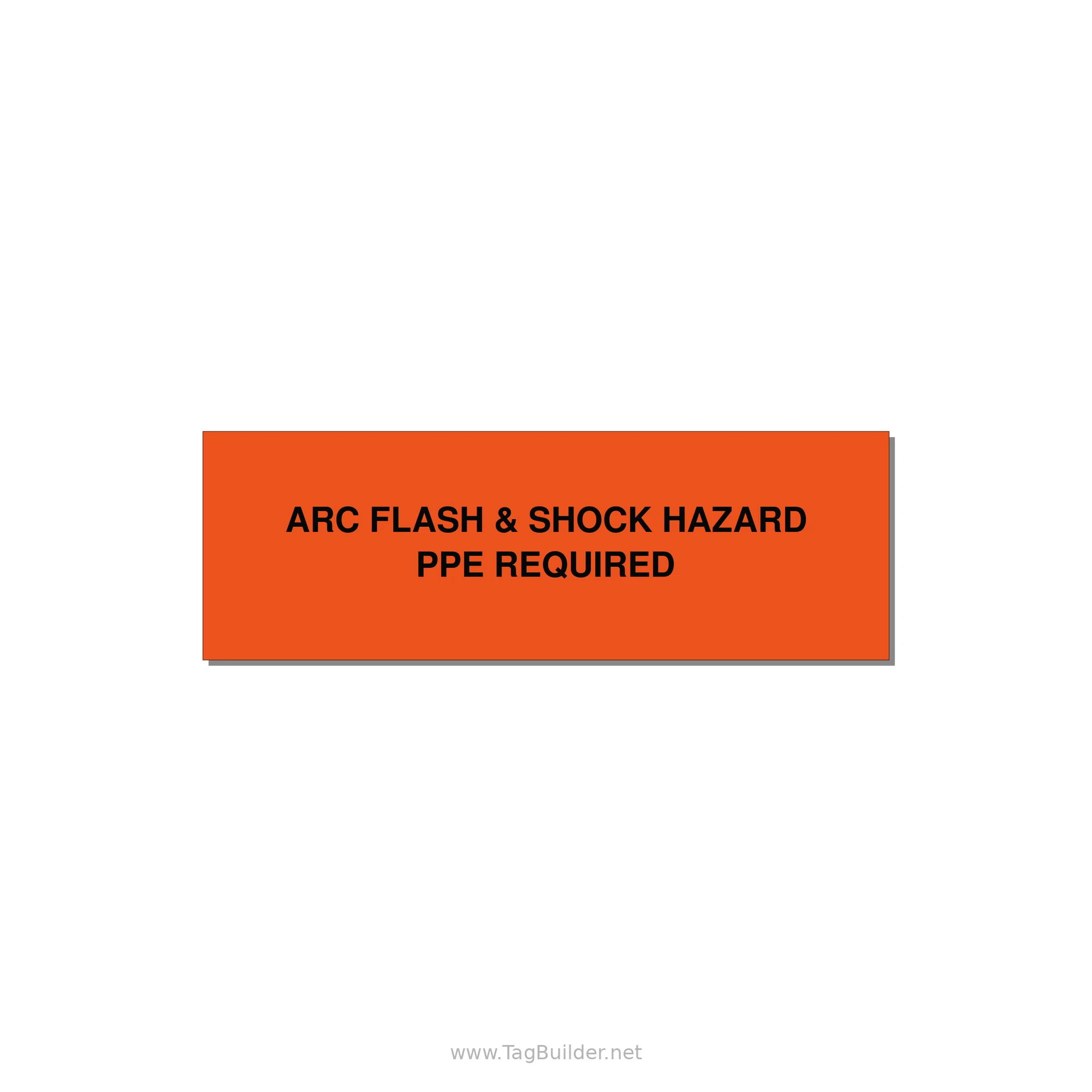 3.0x1.0" Arc Flash Safety Label - ARC FLASH & SHOCK HAZARD — 3x1" Black on Orange, Holes