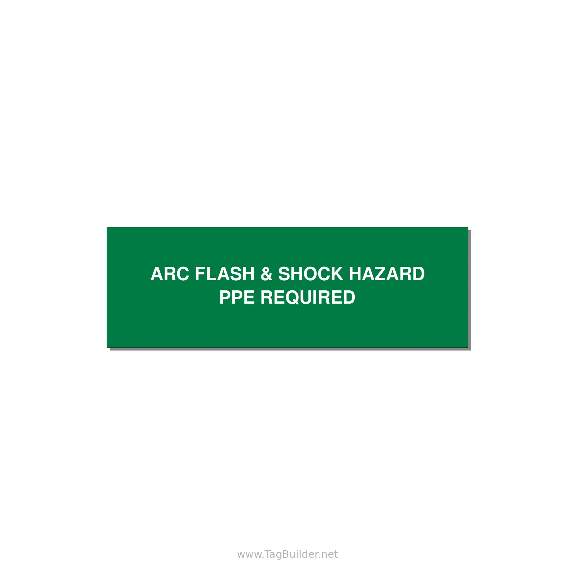 3.0x1.0" Arc Flash Safety Label - ARC FLASH & SHOCK HAZARD — 3x1" White on Green, Adhesive