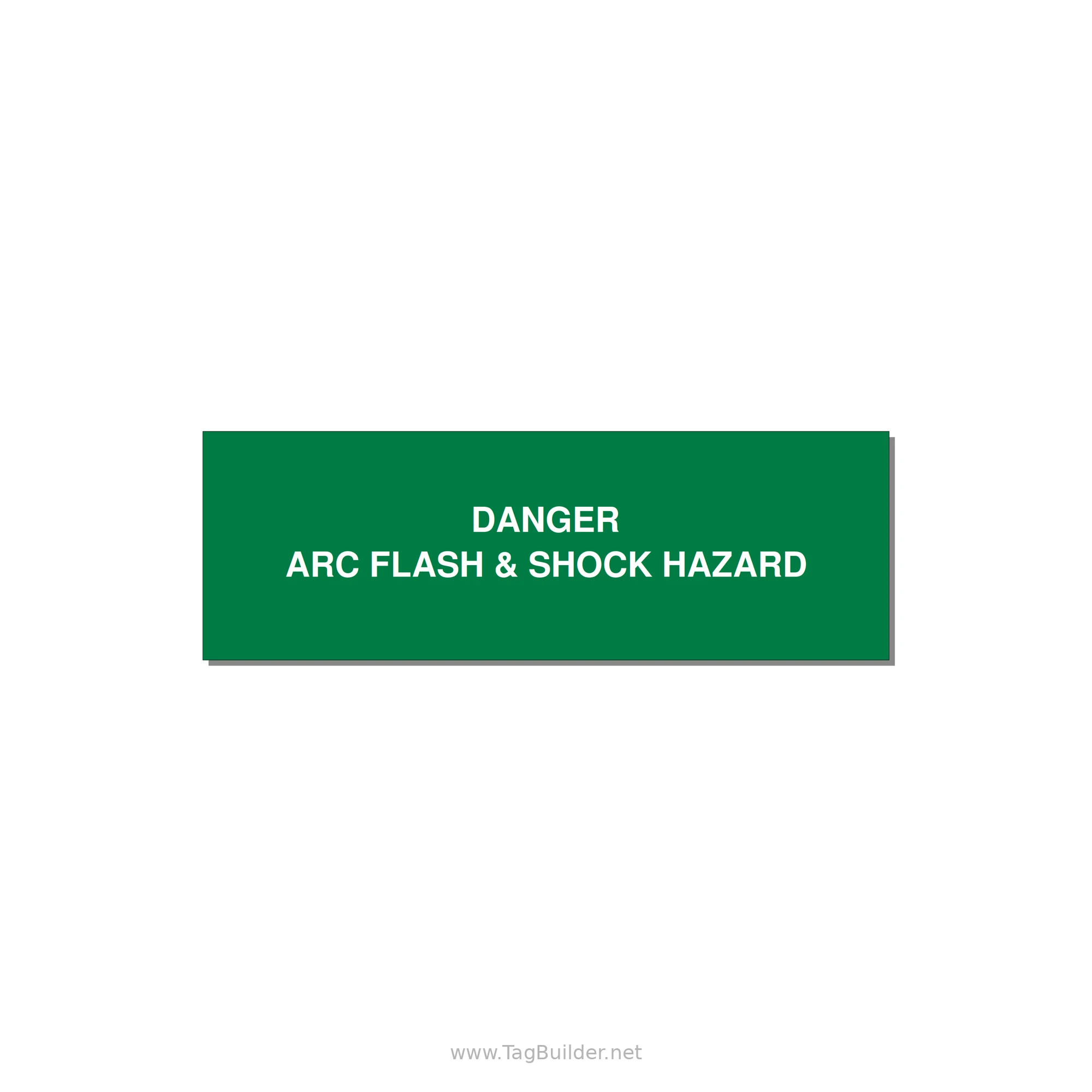 3.0x1.0" Arc Flash Safety Label - DANGER ARC FLASH & SHOCK — 3x1" White on Green, Holes