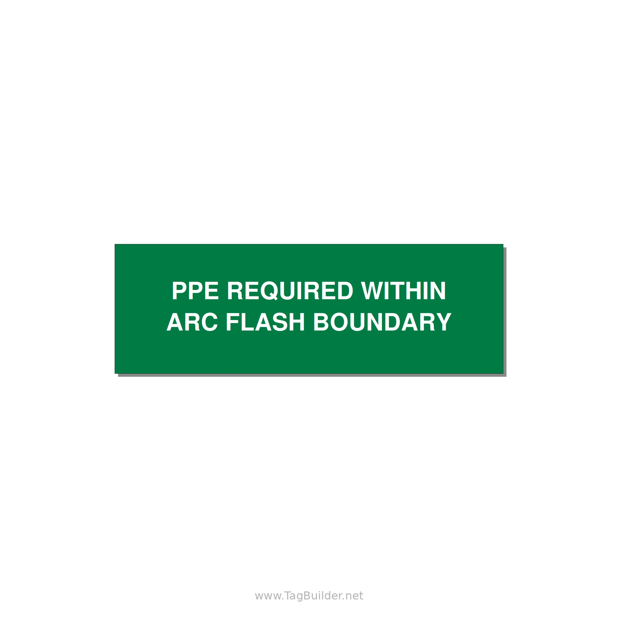 3.0x1.0" Arc Flash Safety Label - PPE REQUI — 3x1" White on Green, Adhesive