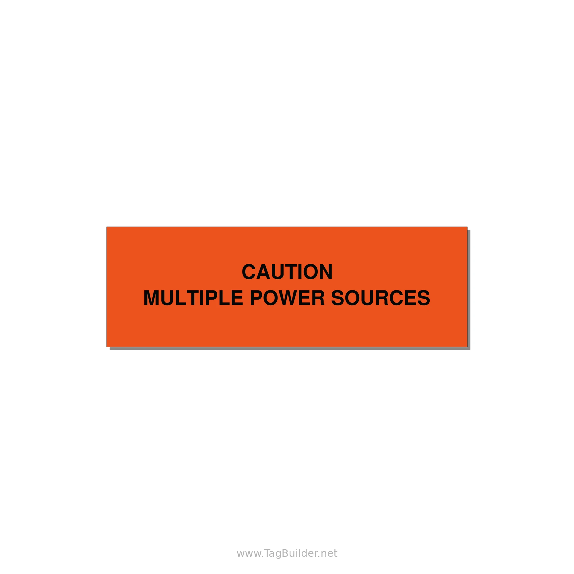 3.0x1.0" Caution Safety Label - CAUTION MULTIPLE POWER SO — 3x1" Black on Orange, Holes