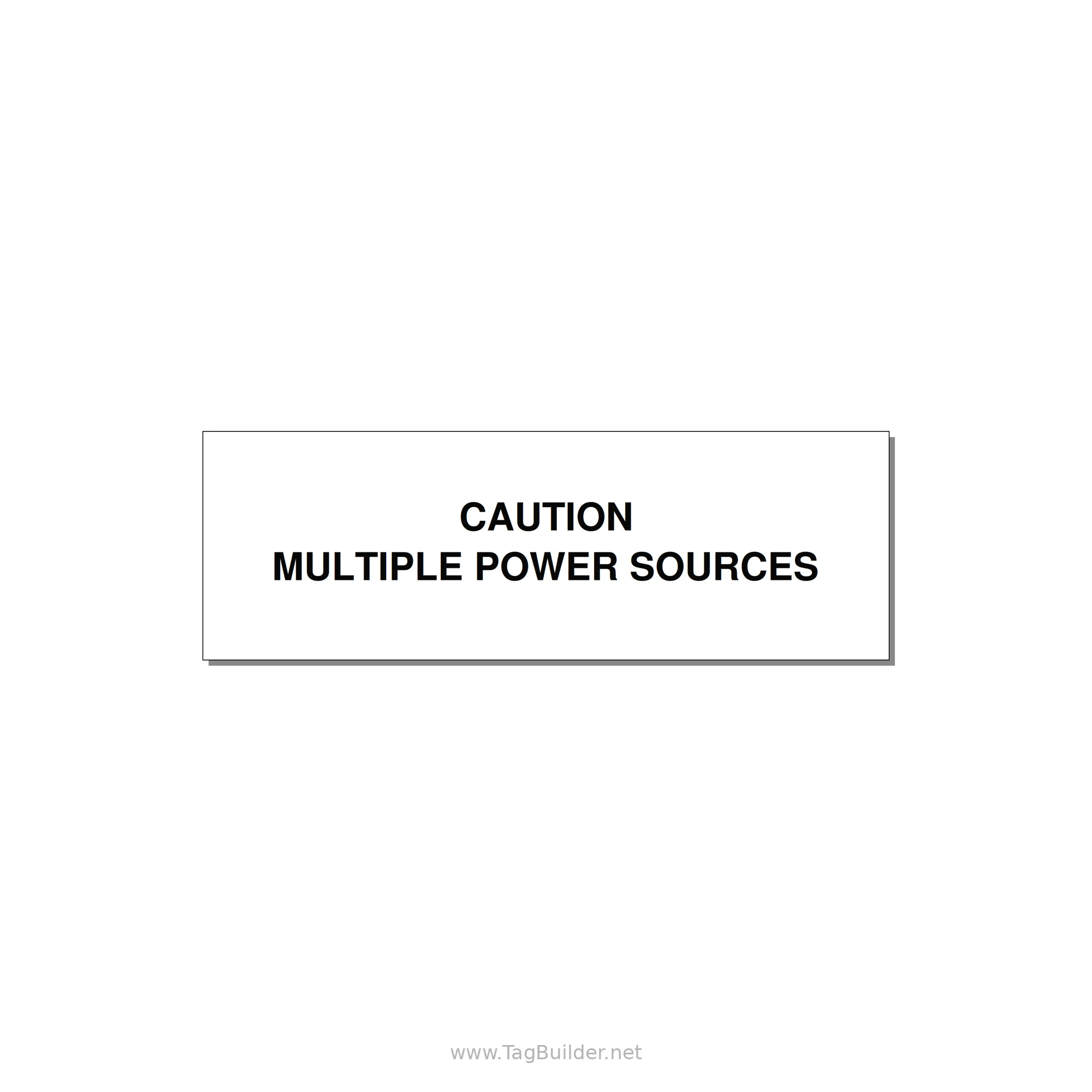 3.0x1.0" Caution Safety Label - CAUTION MULTIPLE POWER SO — 3x1" Black on White, Holes