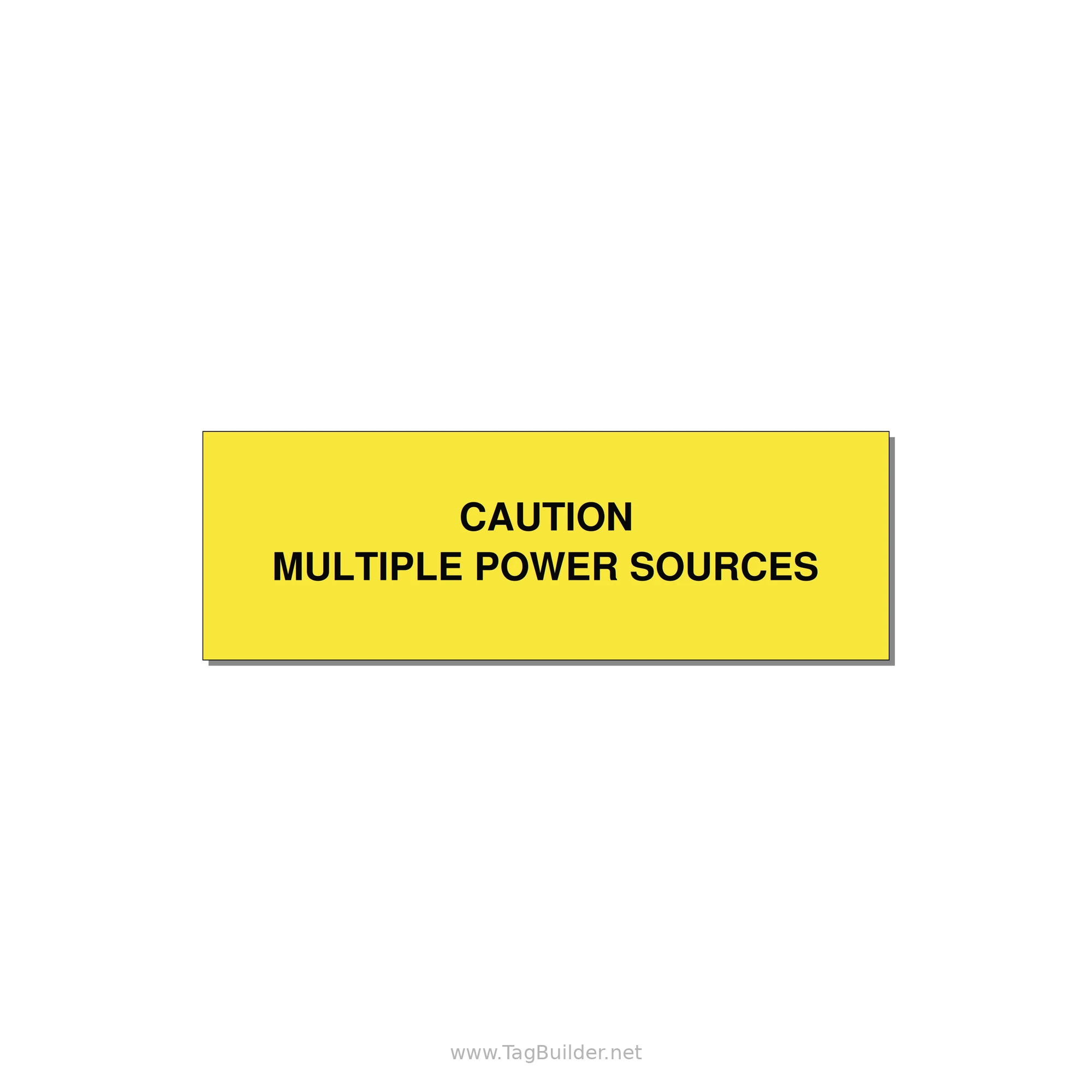 3.0x1.0" Caution Safety Label - CAUTION MULTIPLE POWER SO — 3x1" Black on Yellow, Holes