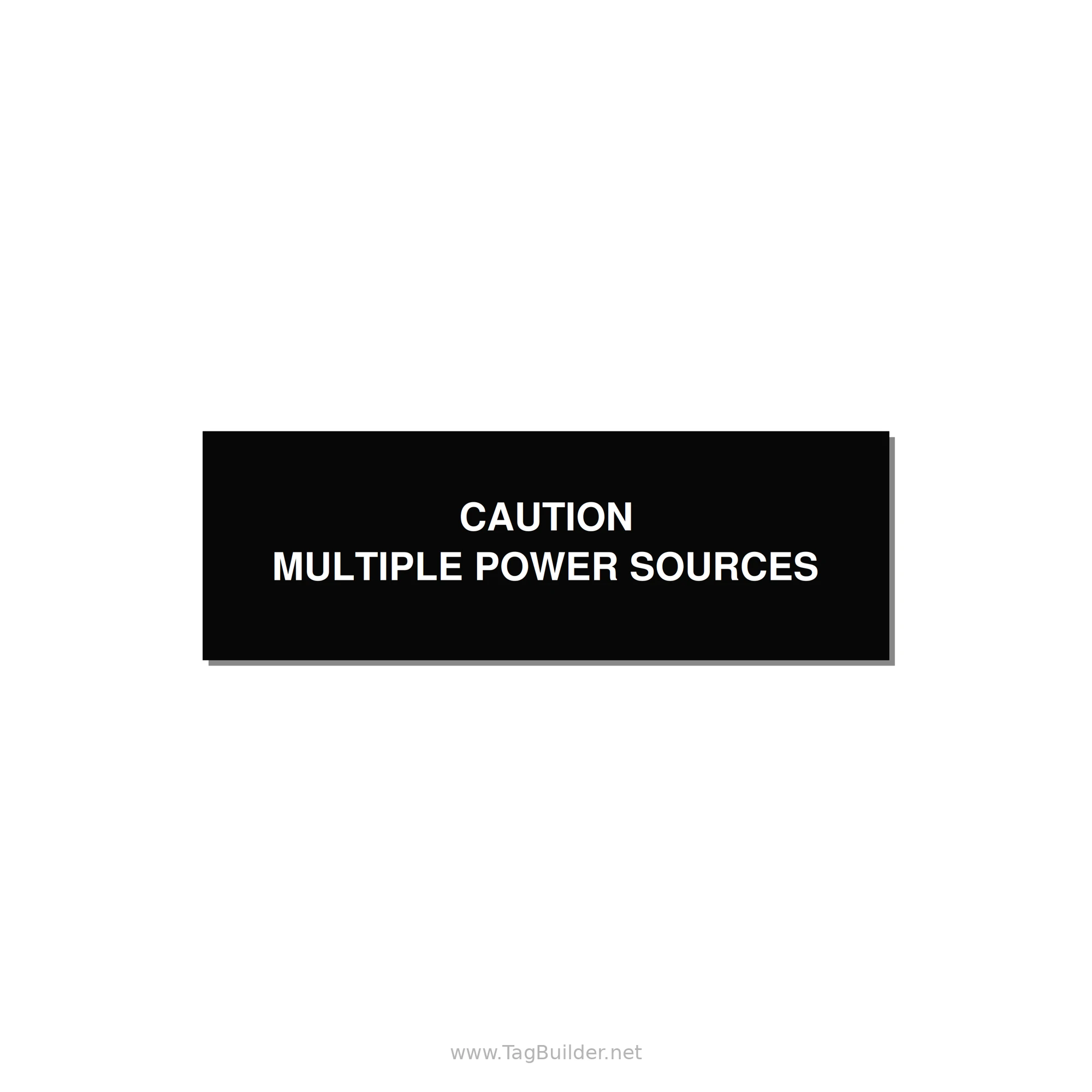3.0x1.0" Caution Safety Label - CAUTION MULTIPLE POWER SO — 3x1" White on Black, Holes