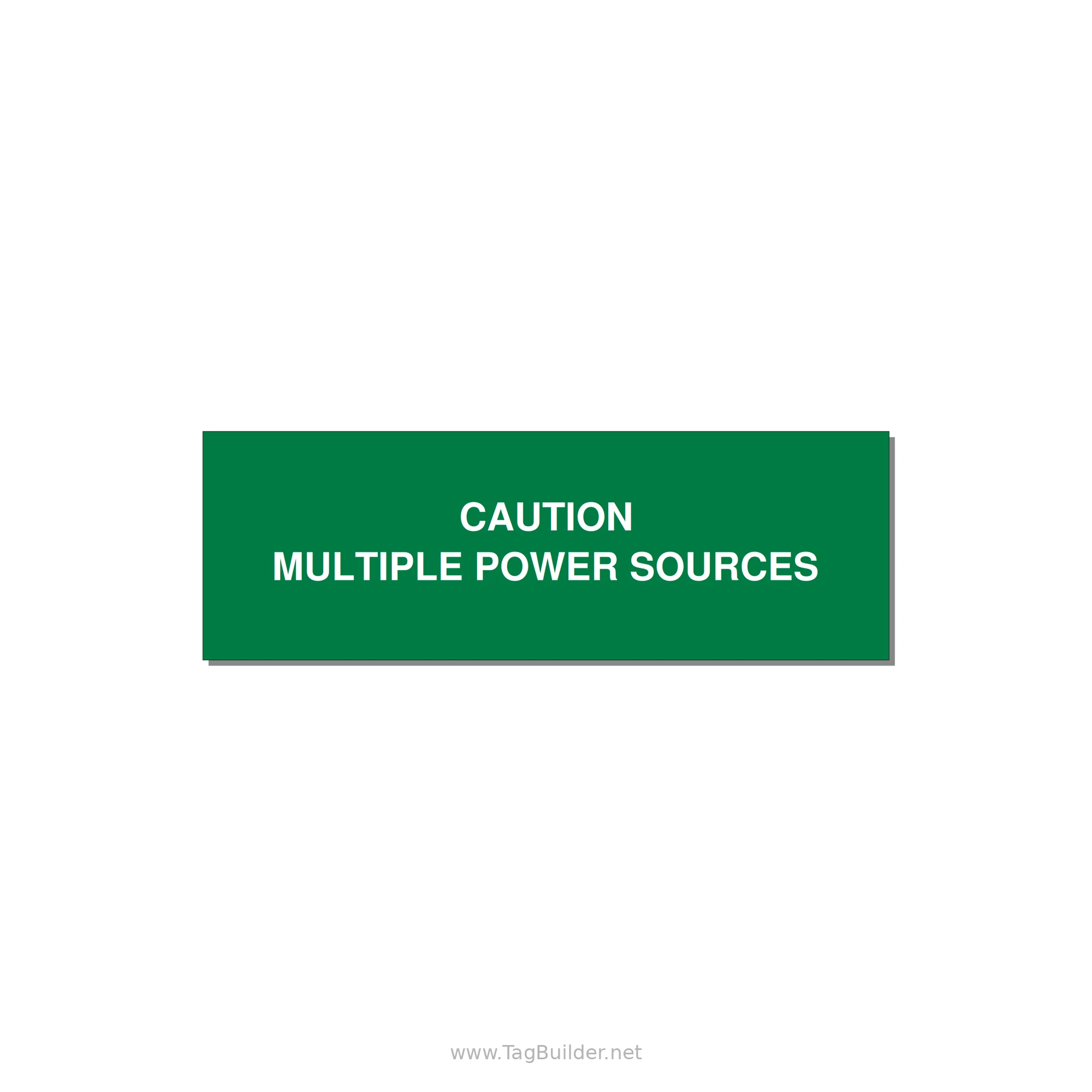 3.0x1.0" Caution Safety Label - CAUTION MULTIPLE POWER SO — 3x1" White on Green, Adhesive