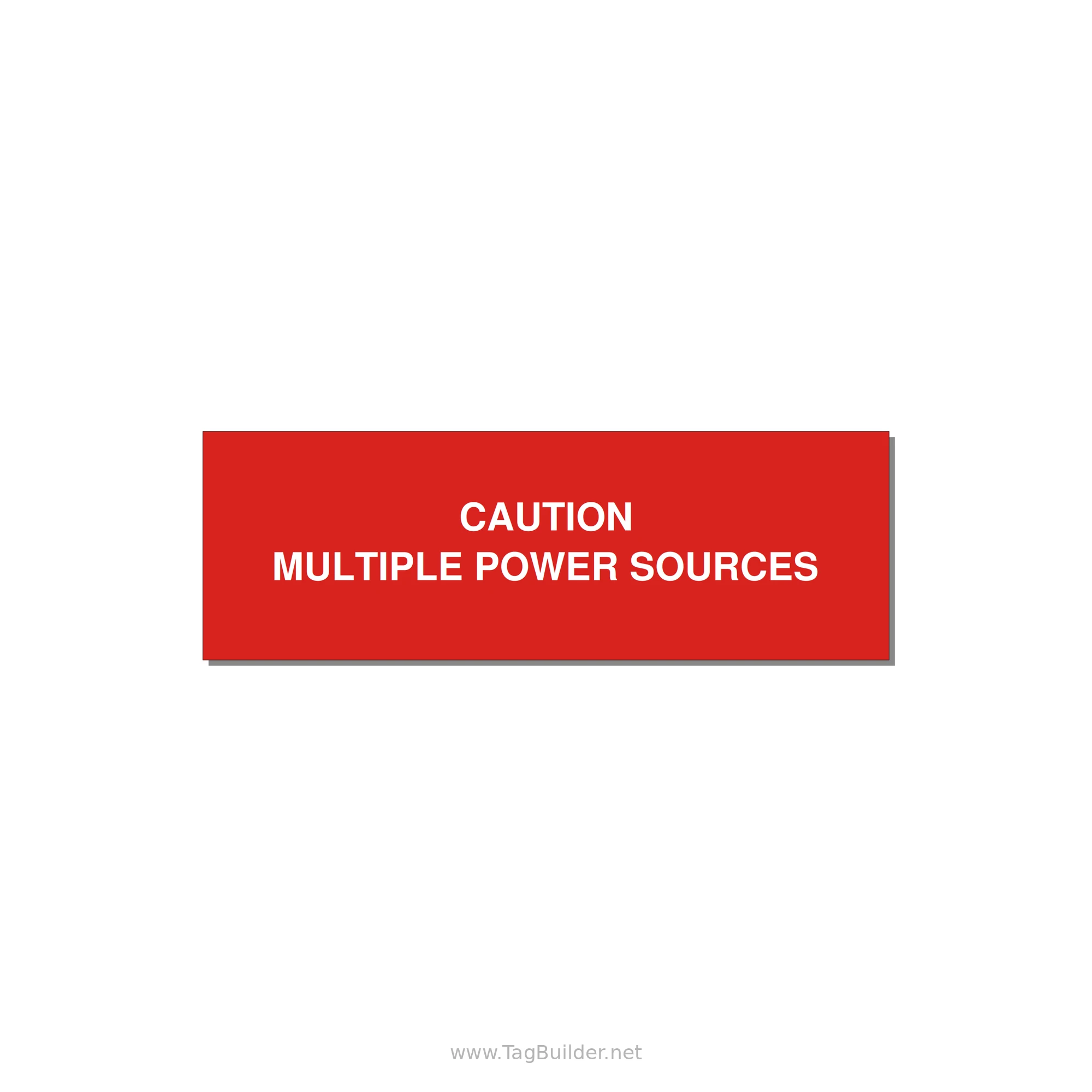 3.0x1.0" Caution Safety Label - CAUTION MULTIPLE POWER SO — 3x1" White on Red, Adhesive