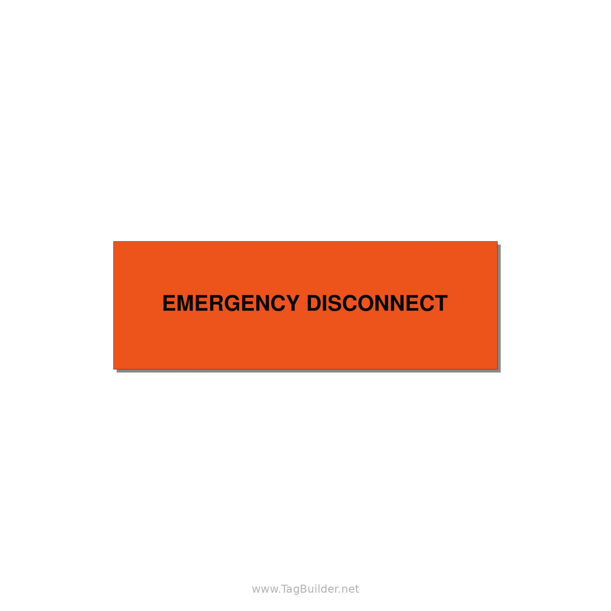 3.0x1.0" Disconnect Switch Label - EMERGENCY DISCONNECT — 3x1" Black on Orange, Holes