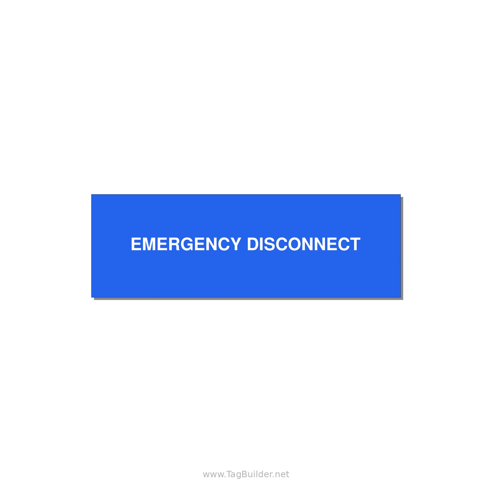 3.0x1.0" Disconnect Switch Label - EMERGENCY DISCONNECT — 3x1" White on Blue, Holes