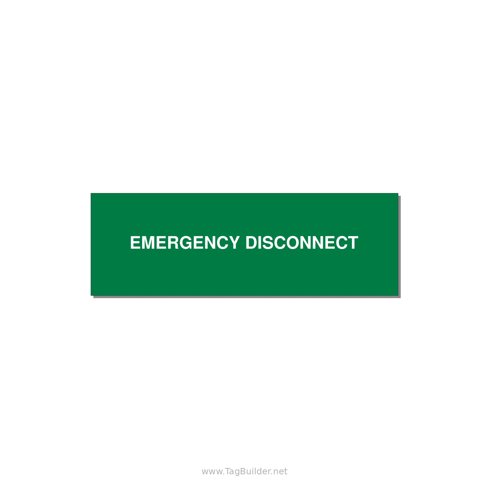 3.0x1.0" Disconnect Switch Label - EMERGENCY DISCONNECT — 3x1" White on Green, Holes