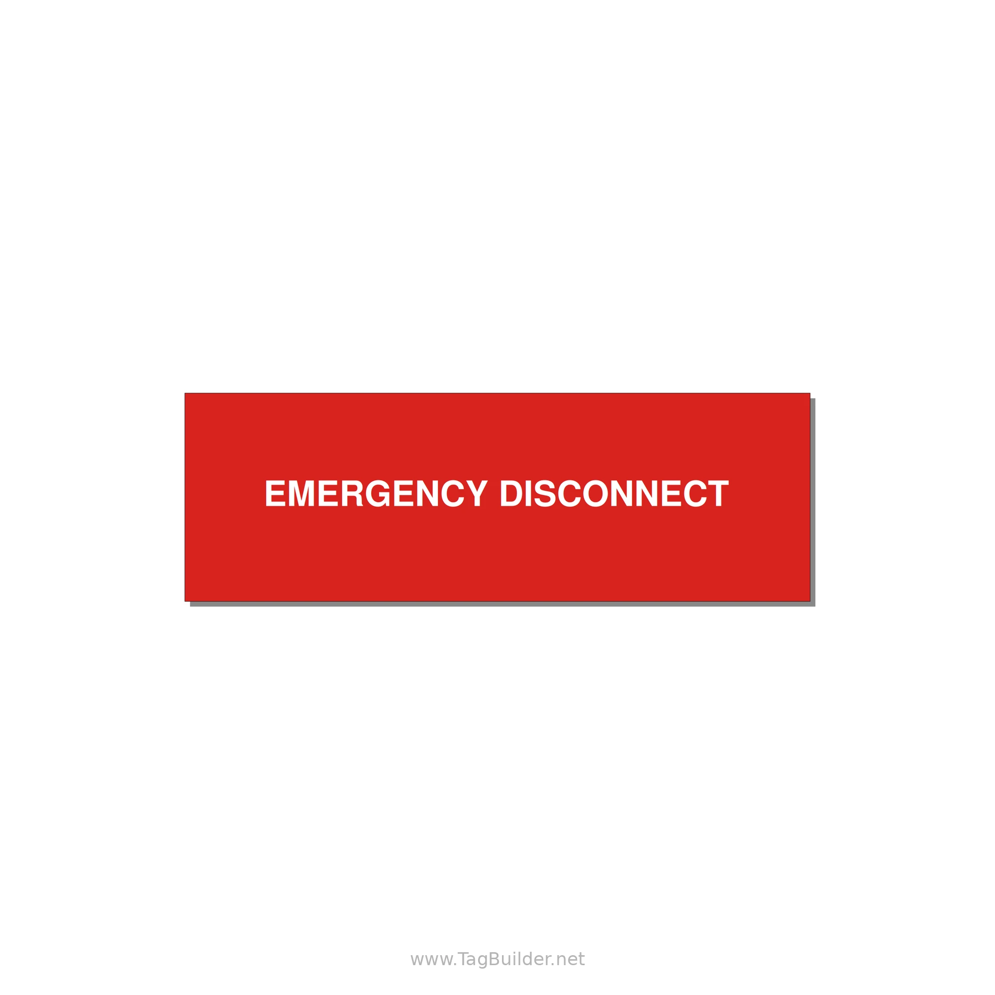 3.0x1.0" Disconnect Switch Label - EMERGENCY DISCONNECT — 3x1" White on Red, Holes