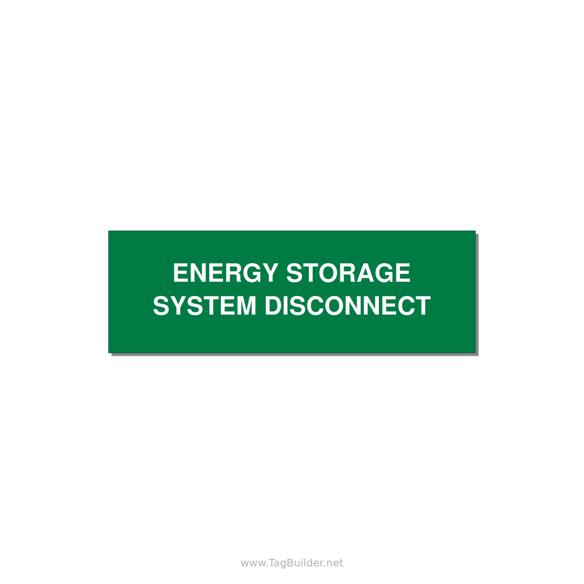3.0x1.0" Disconnect Switch Label - ENERGY STORAGE SYSTEM DIS — 3x1" White on Green, Adhesive