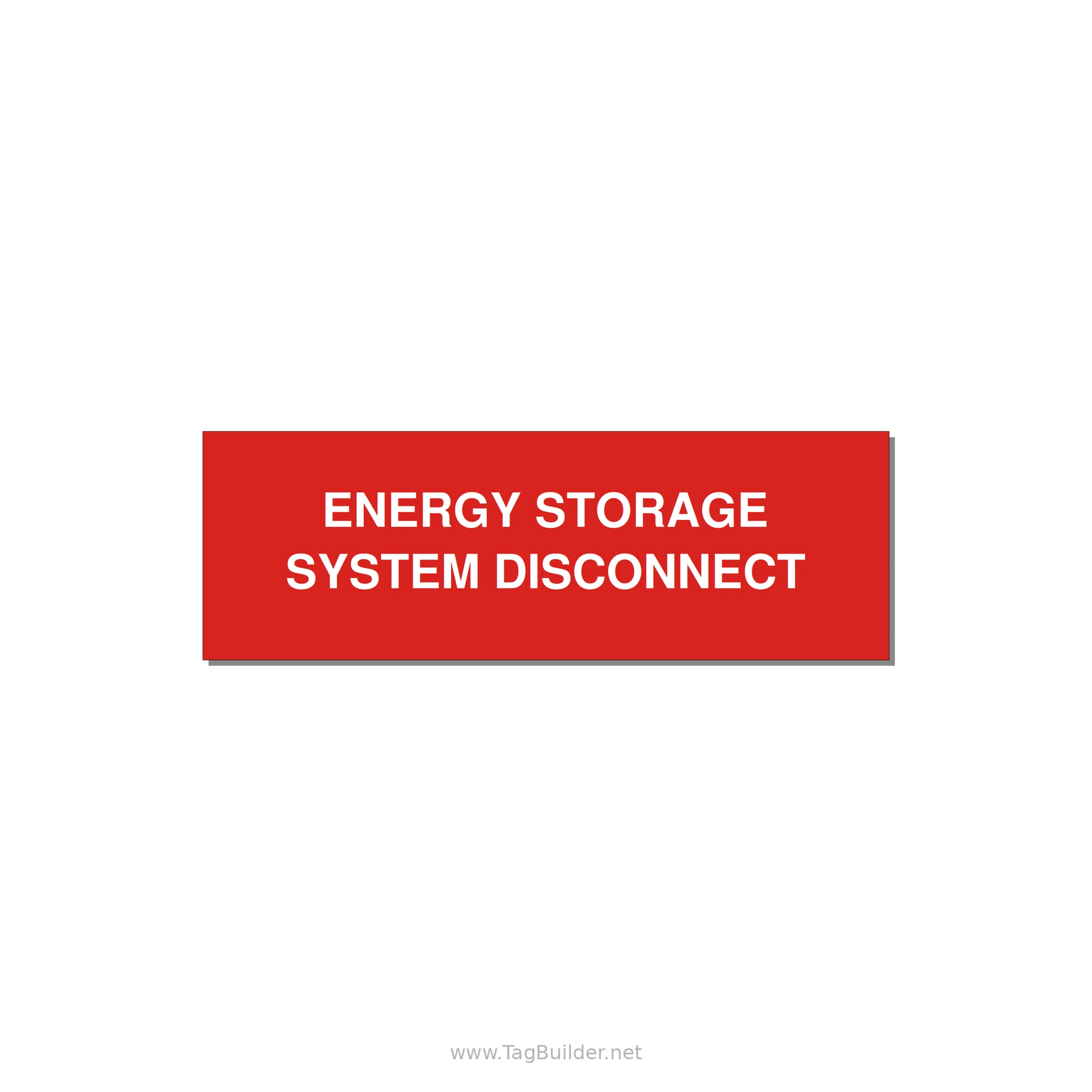 3.0x1.0" Disconnect Switch Label - ENERGY STORAGE SYSTEM DIS — 3x1" White on Red, Adhesive