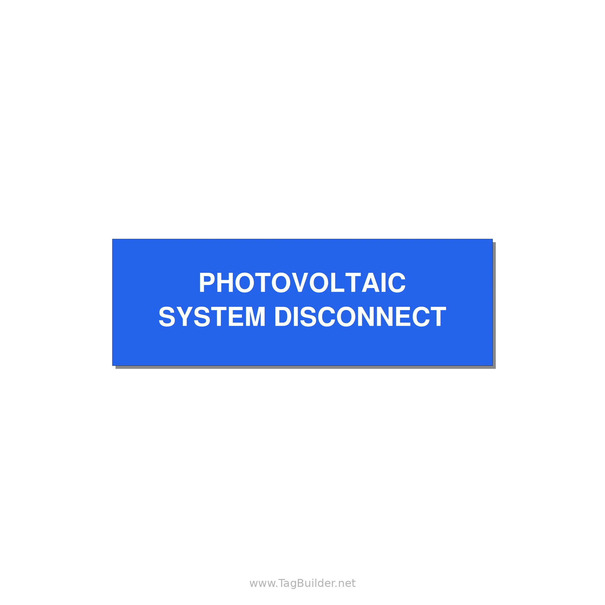 3.0x1.0" Disconnect Switch Label - PHOTOVOLTAIC SYSTEM DISCO — 3x1" White on Blue, Adhesive