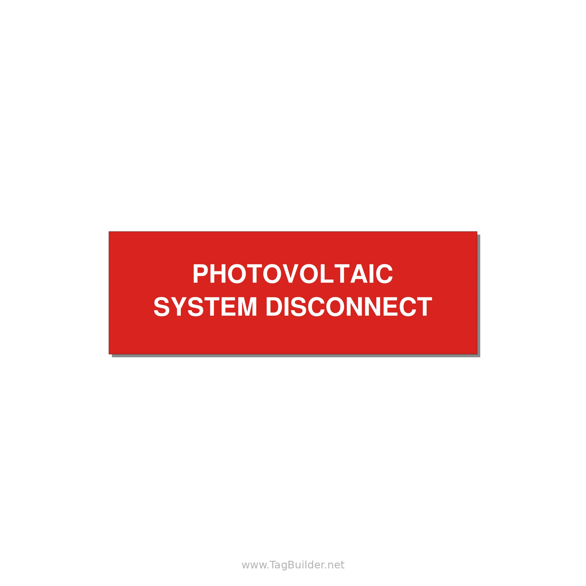 3.0x1.0" Disconnect Switch Label - PHOTOVOLTAIC SYSTEM DISCO — 3x1" White on Red, Holes
