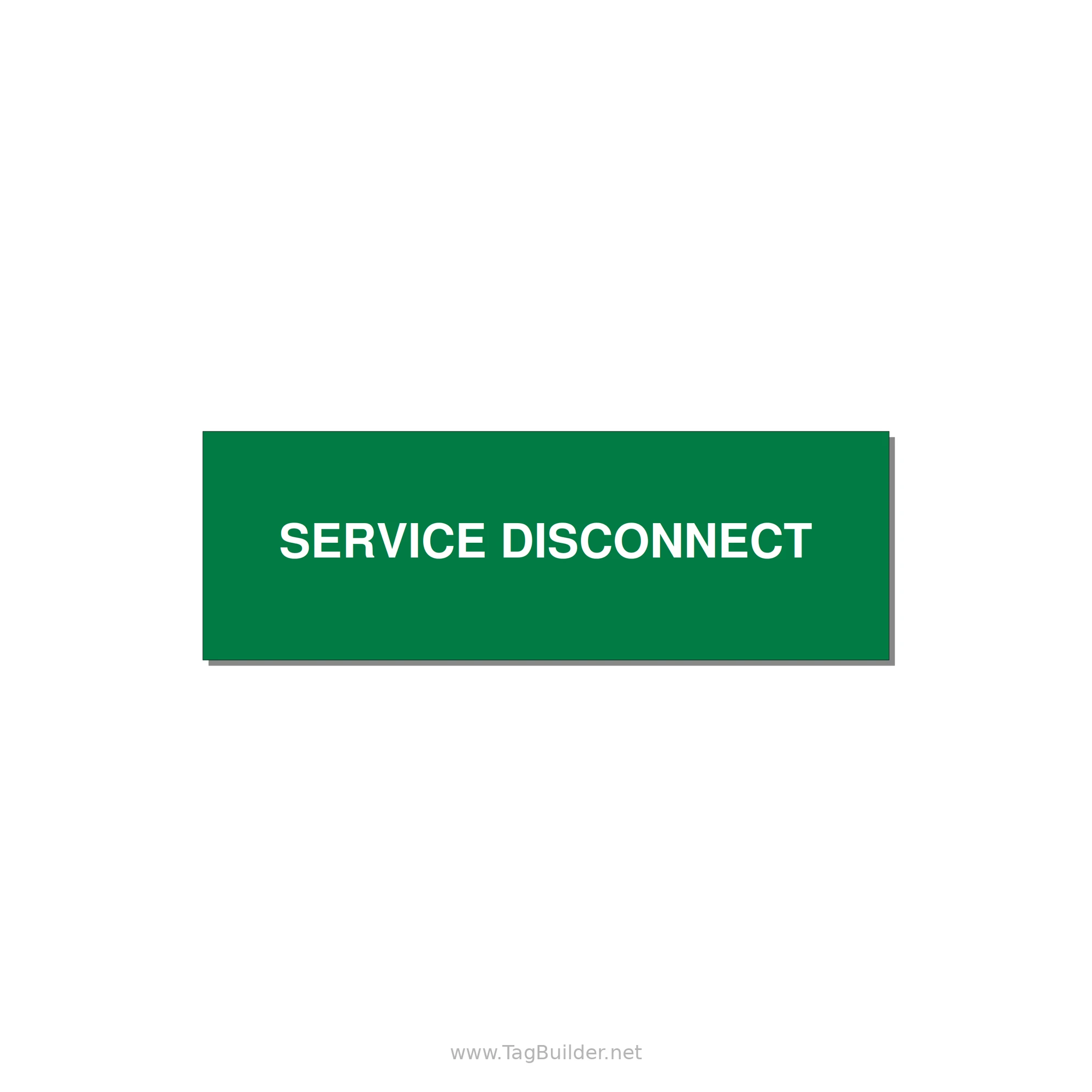 3.0x1.0" Disconnect Switch Label - SERVICE DISCONNECT — 3x1" White on Green, Holes