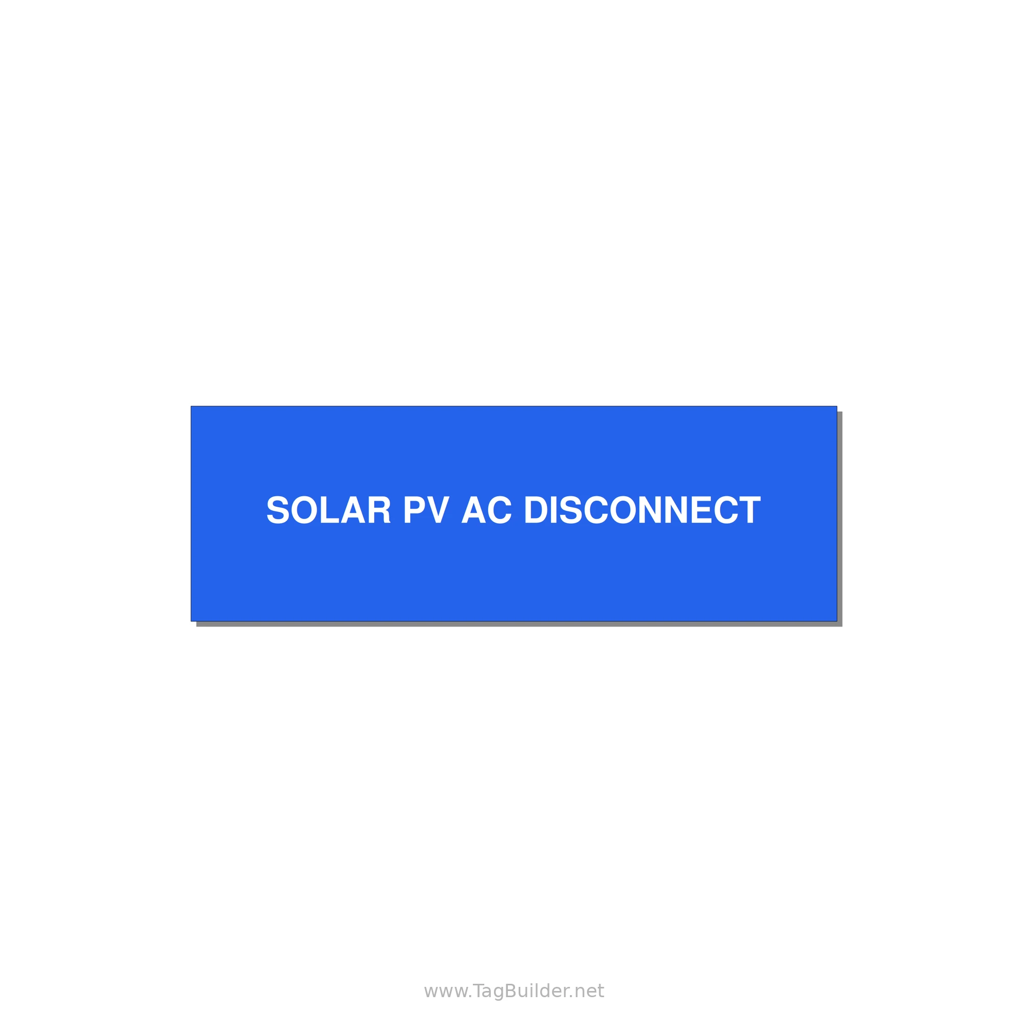 3.0x1.0" Disconnect Switch Label - SOLAR PV AC DISCONNECT — 3x1" White on Blue, Holes