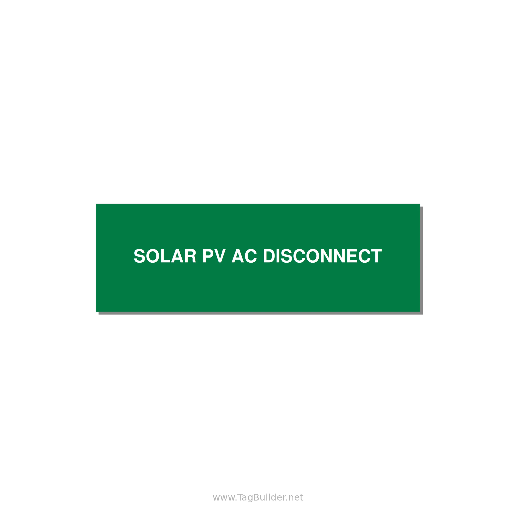 3.0x1.0" Disconnect Switch Label - SOLAR PV AC DISCONNECT — 3x1" White on Green, Holes