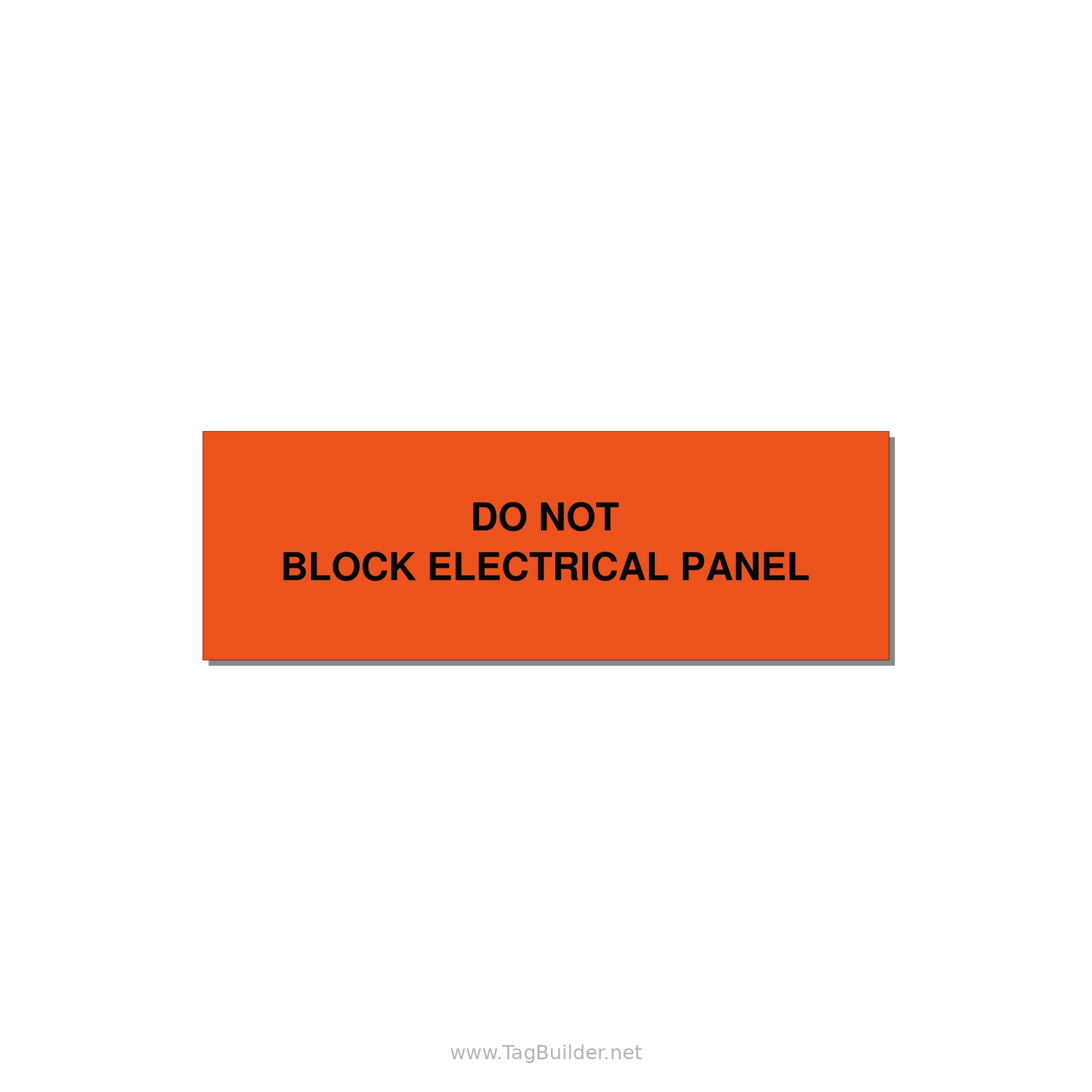 3.0x1.0" Electrical Safety Label - DO NOT BLOCK ELECTRICAL P — 3x1" Black on Orange, Holes