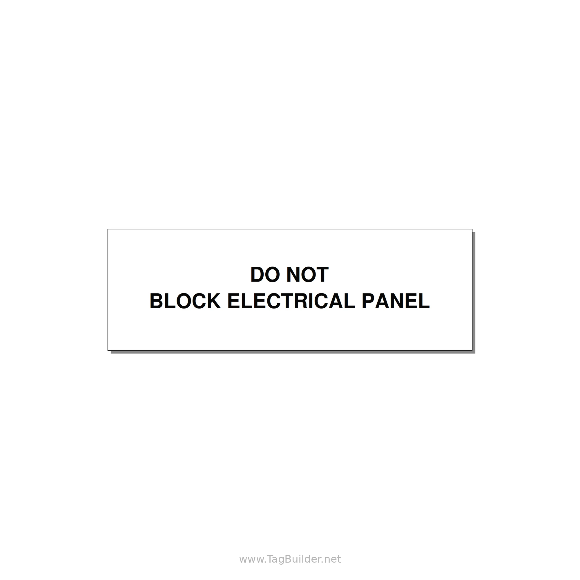 3.0x1.0" Electrical Safety Label - DO NOT BLOCK ELECTRICAL P — 3x1" Black on White, Holes