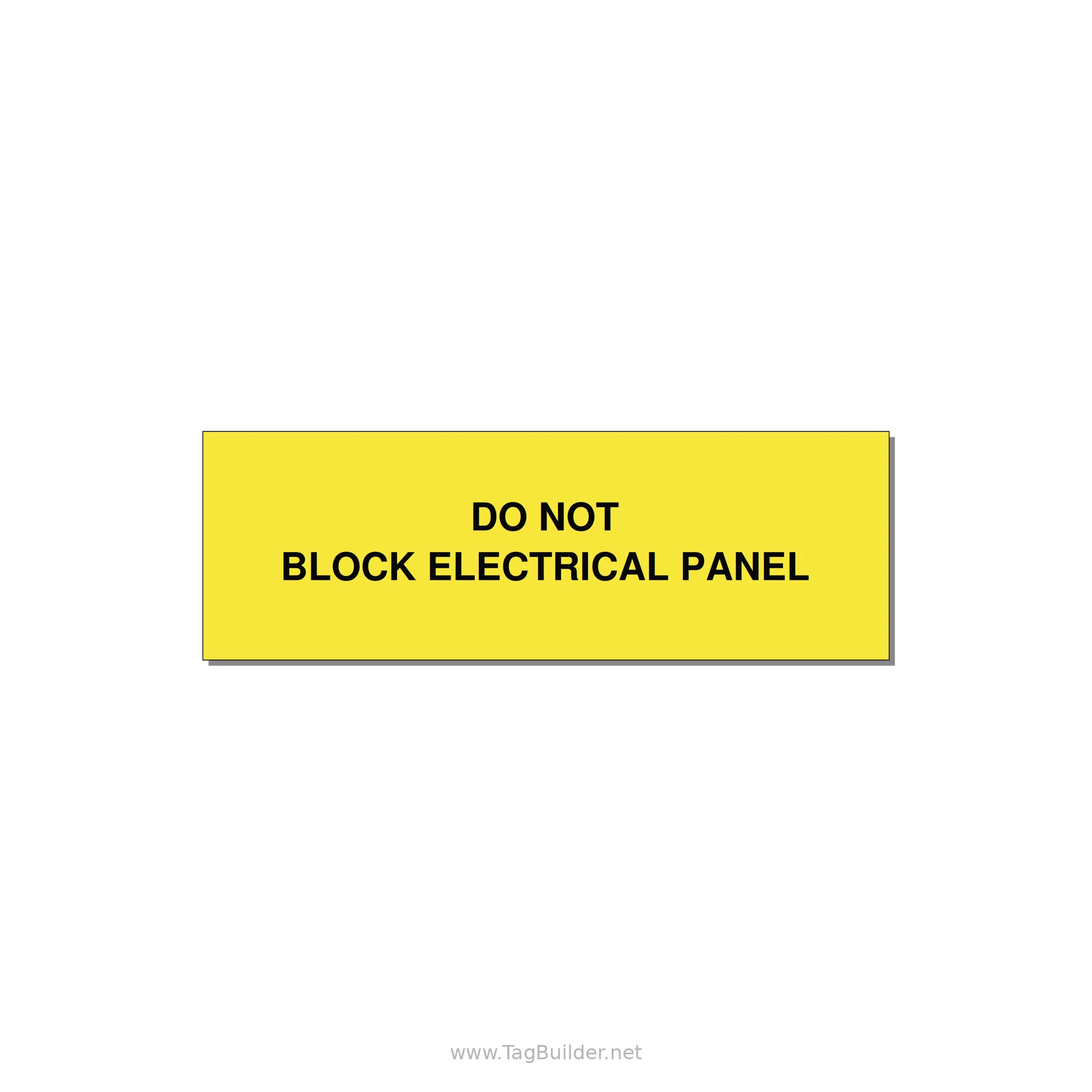3.0x1.0" Electrical Safety Label - DO NOT BLOCK ELECTRICAL P — 3x1" Black on Yellow, Holes