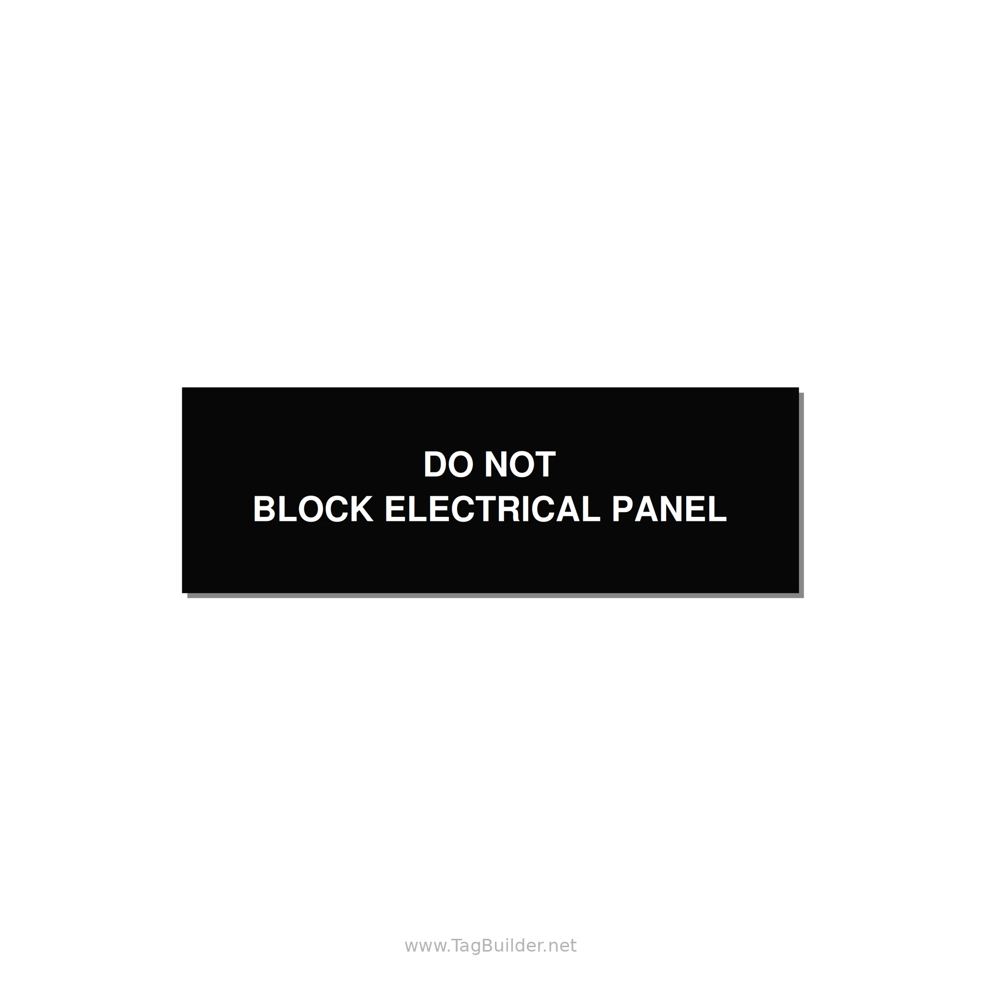 3.0x1.0" Electrical Safety Label - DO NOT BLOCK ELECTRICAL P — 3x1" White on Black, Holes