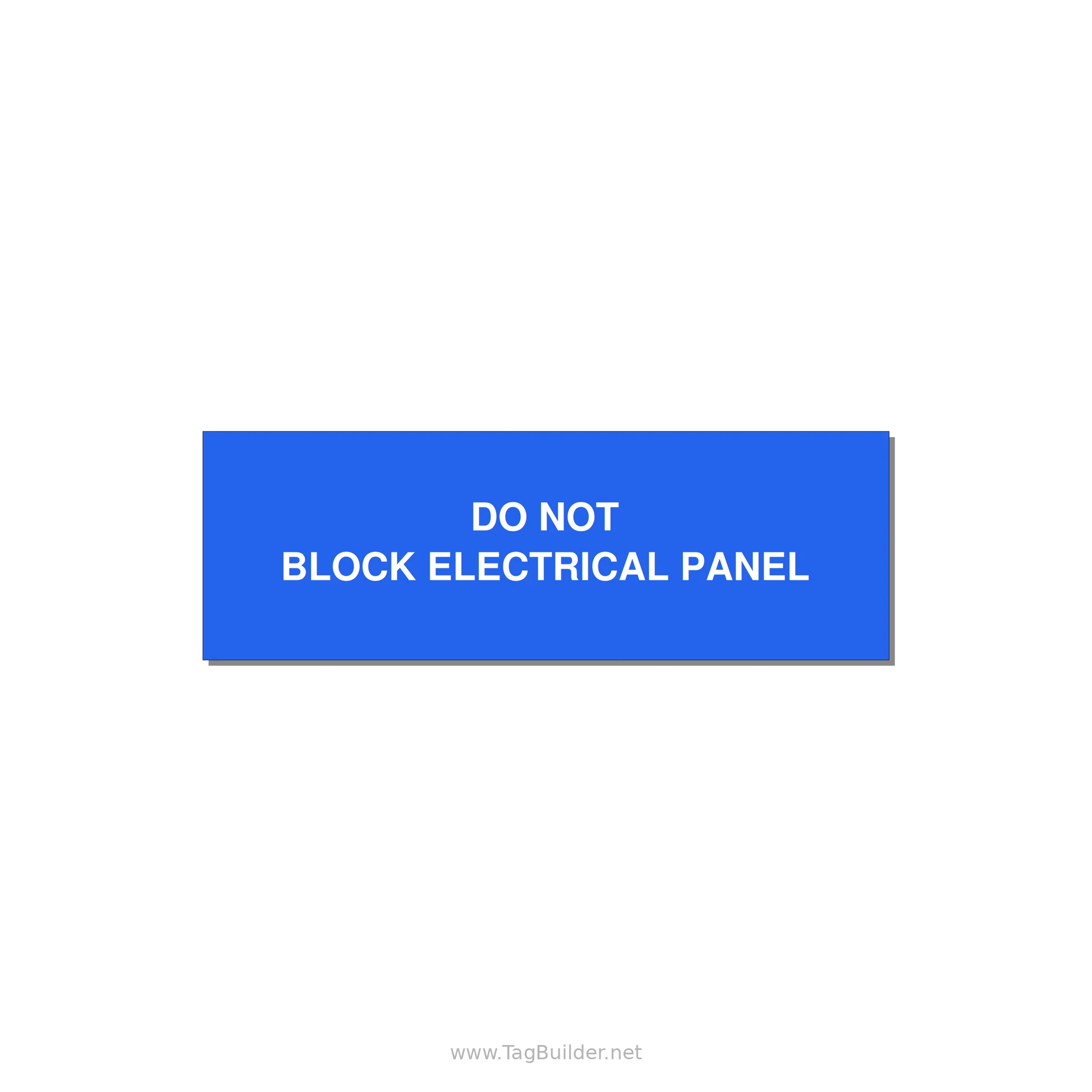 3.0x1.0" Electrical Safety Label - DO NOT BLOCK ELECTRICAL P — 3x1" White on Blue, Adhesive