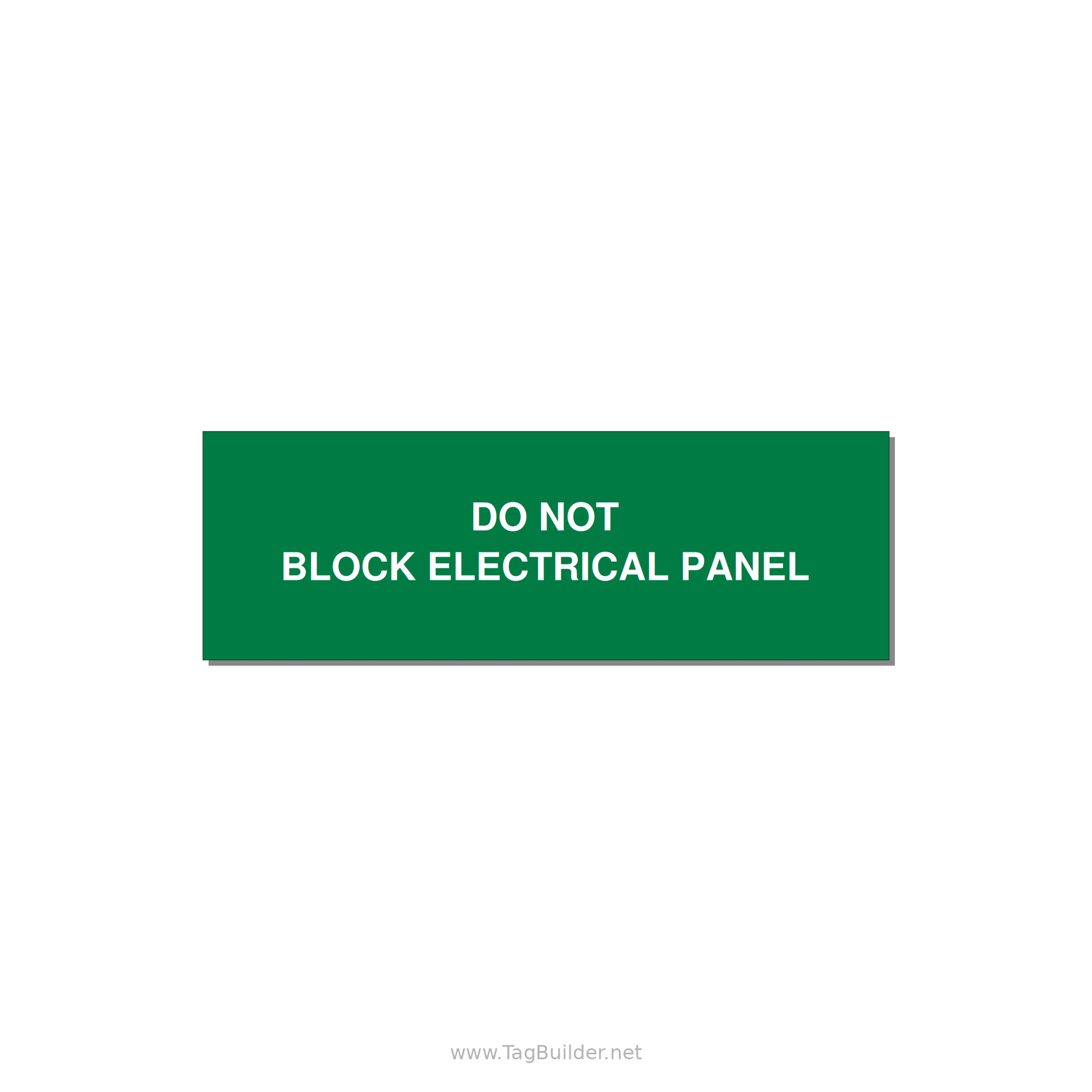 3.0x1.0" Electrical Safety Label - DO NOT BLOCK ELECTRICAL P — 3x1" White on Green, Adhesive