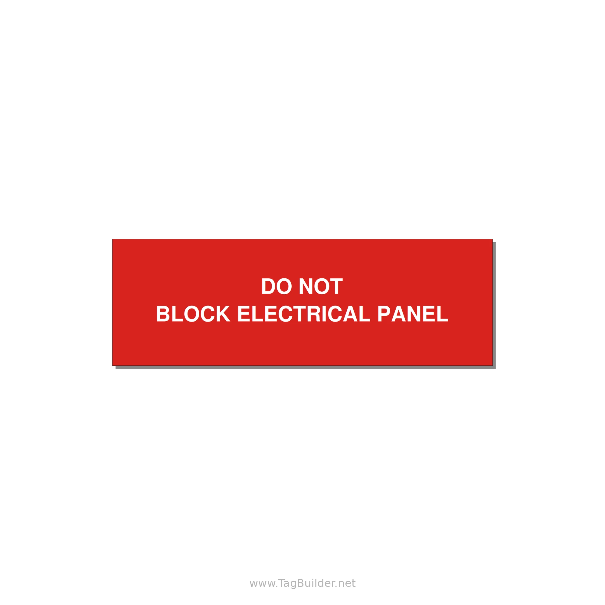 3.0x1.0" Electrical Safety Label - DO NOT BLOCK ELECTRICAL P — 3x1" White on Red, Adhesive