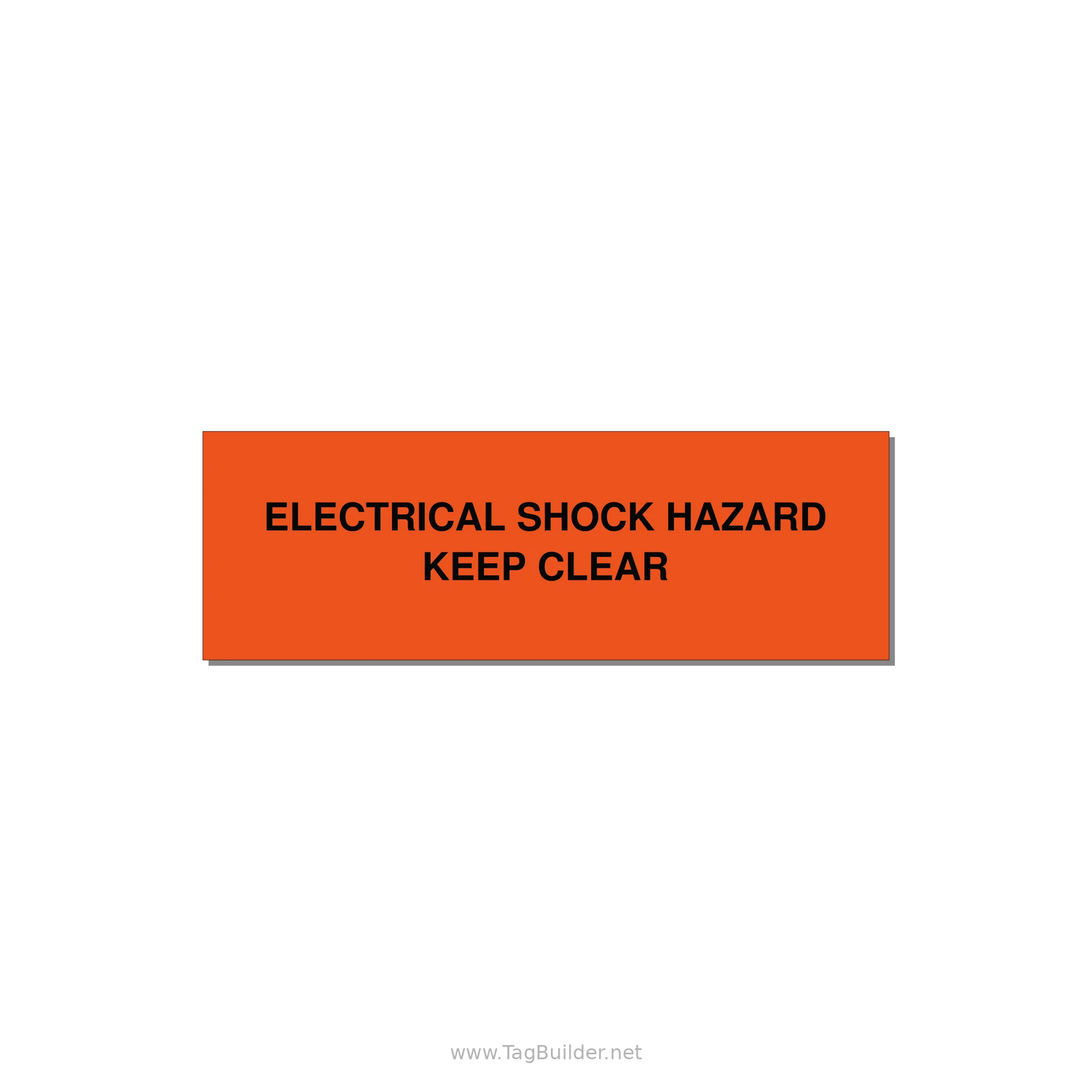 3.0x1.0" Electrical Safety Label - ELECTRICAL SHOCK HAZARD K — 3x1" Black on Orange, Adhesive