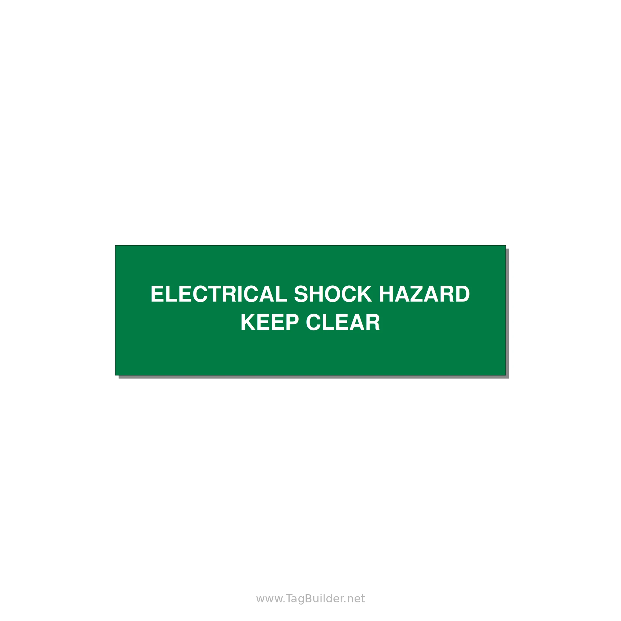 3.0x1.0" Electrical Safety Label - ELECTRICAL SHOCK HAZARD K — 3x1" White on Green, Holes