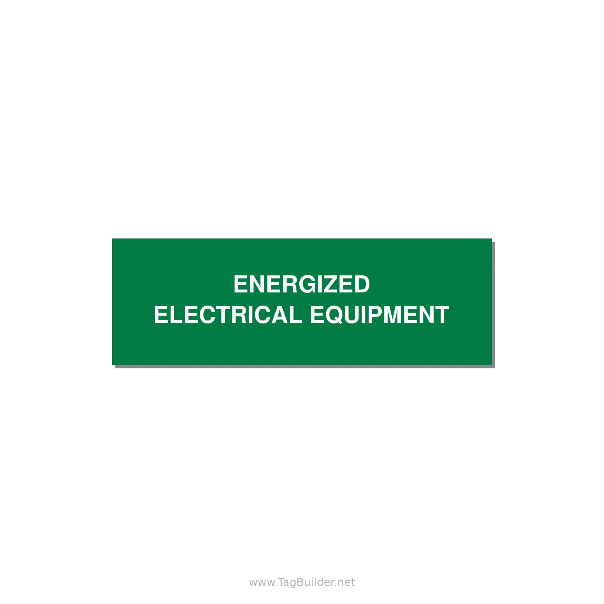 3.0x1.0" Electrical Safety Label - ENERGIZED ELECTRICAL EQUI — 3x1" White on Green, Adhesive