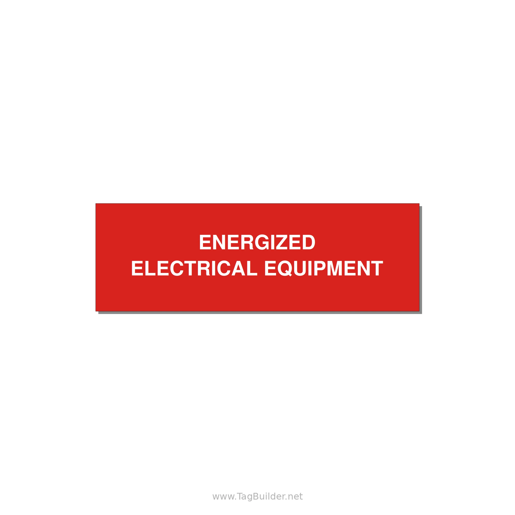 3.0x1.0" Electrical Safety Label - ENERGIZED ELECTRICAL EQUI — 3x1" White on Red, Holes