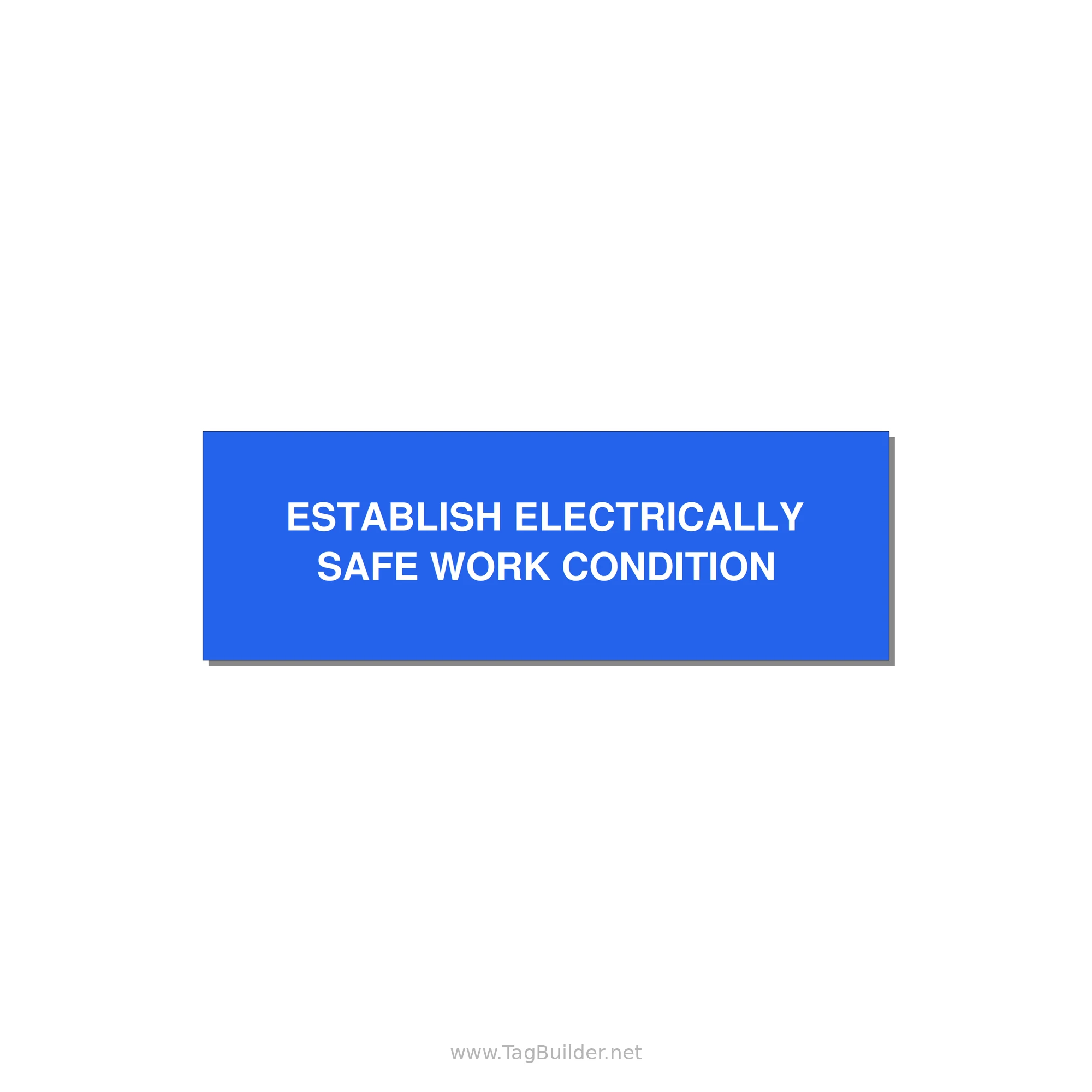 3.0x1.0" Electrical Safety Label - ESTABLISH ELECTRICALLY SA — 3x1" White on Blue, Holes