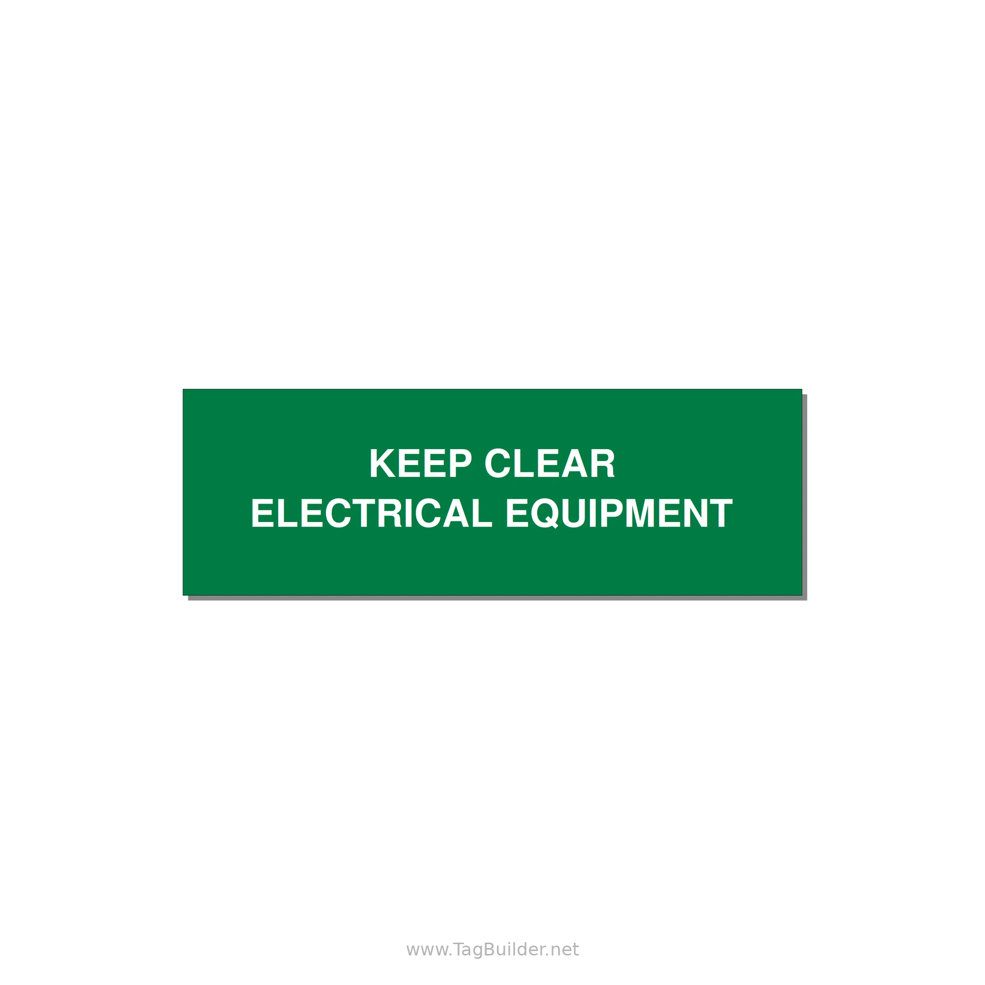3.0x1.0" Electrical Safety Label - KEEP CLEAR ELECTRICAL EQU — 3x1" White on Green, Adhesive