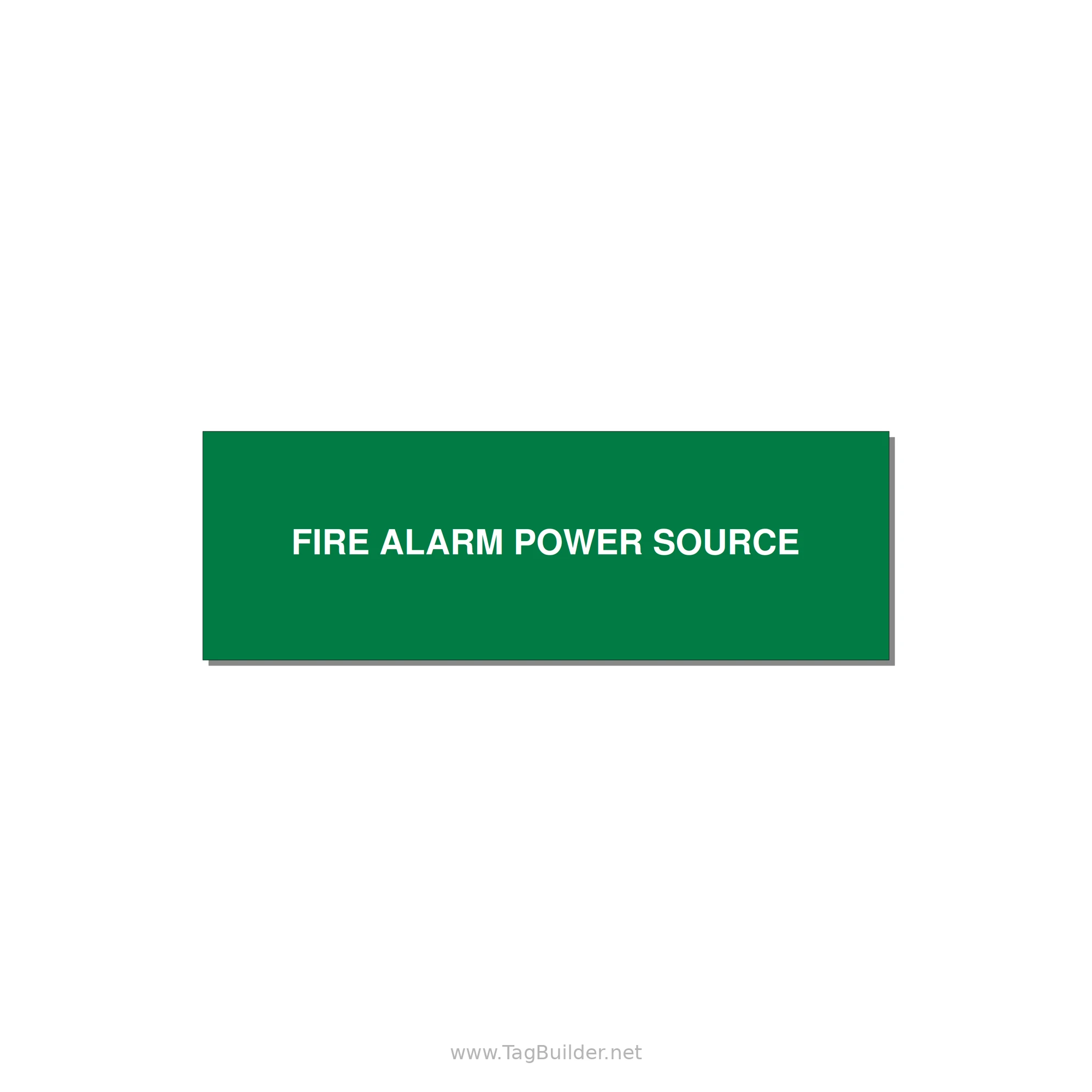 3.0x1.0" Fire Safety Label - FIRE ALARM POWER SOURCE — 3x1" White on Green, Holes
