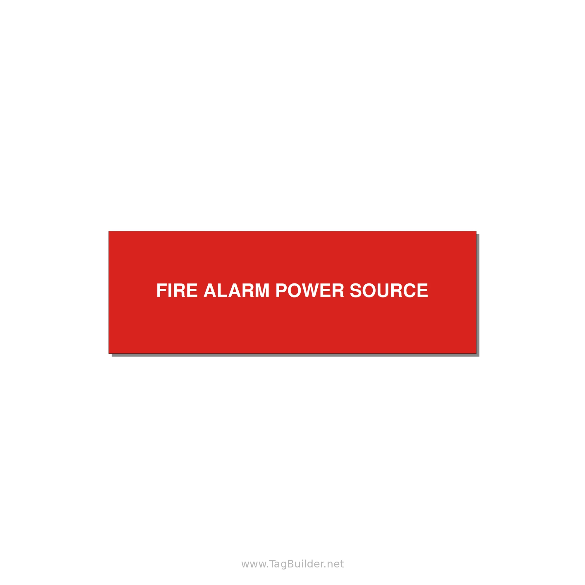 3.0x1.0" Fire Safety Label - FIRE ALARM POWER SOURCE — 3x1" White on Red, Holes