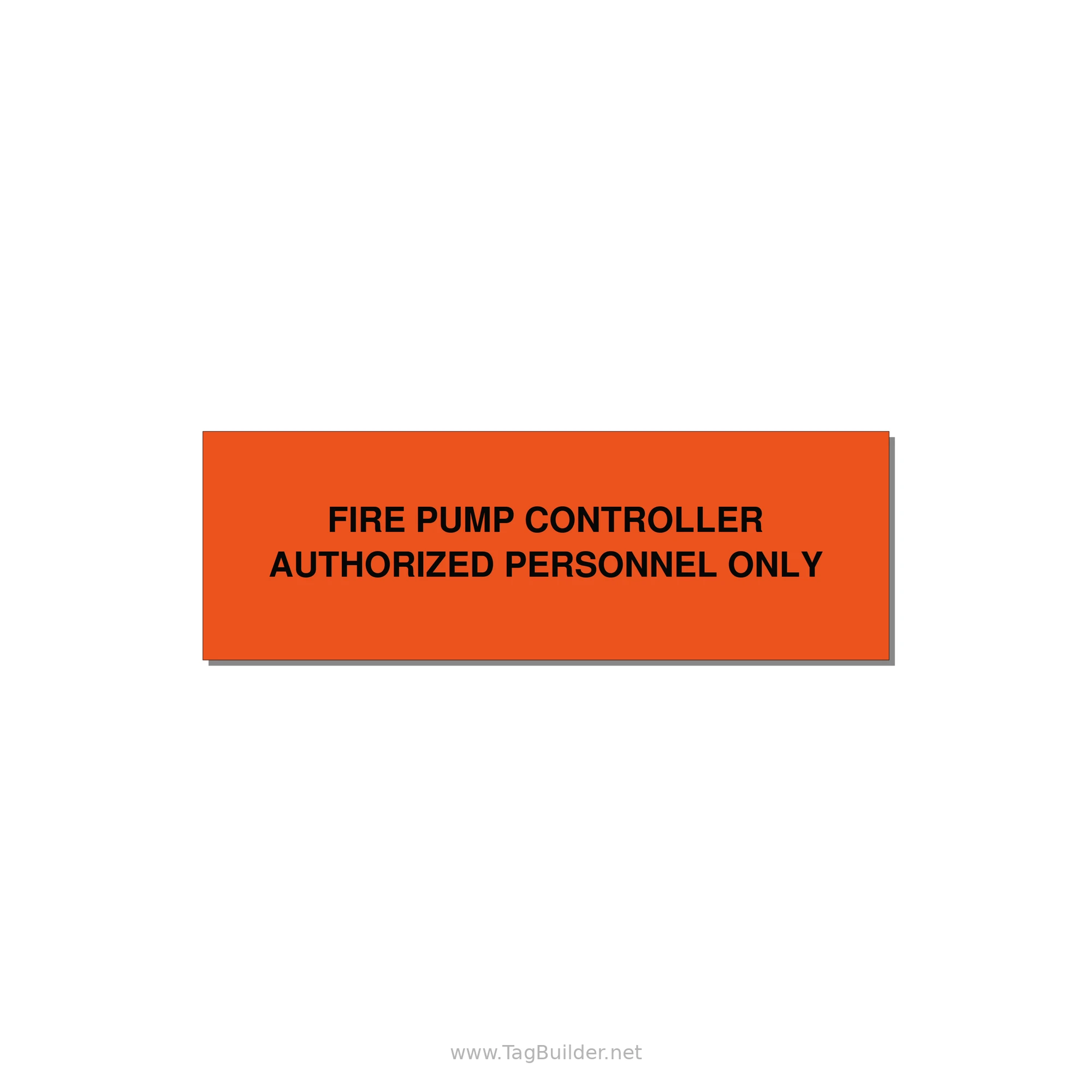 3.0x1.0" Fire Safety Label - FIRE PUMP CONTROLLER AUTH — 3x1" Black on Orange, Adhesive