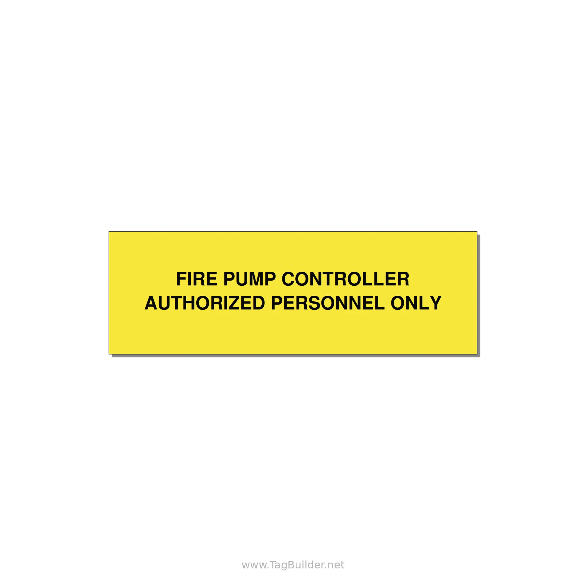 3.0x1.0" Fire Safety Label - FIRE PUMP CONTROLLER AUTH — 3x1" Black on Yellow, Holes