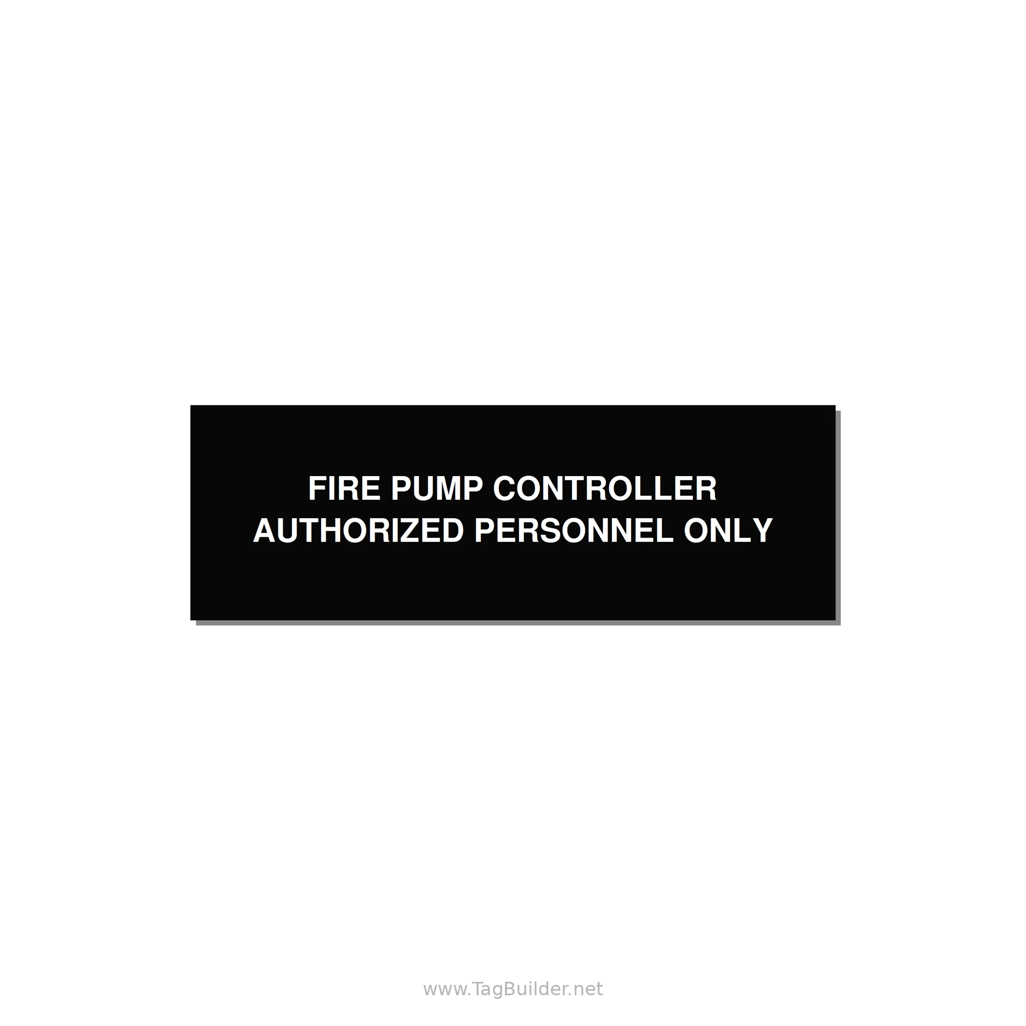 3.0x1.0" Fire Safety Label - FIRE PUMP CONTROLLER AUTH — 3x1" White on Black, Holes