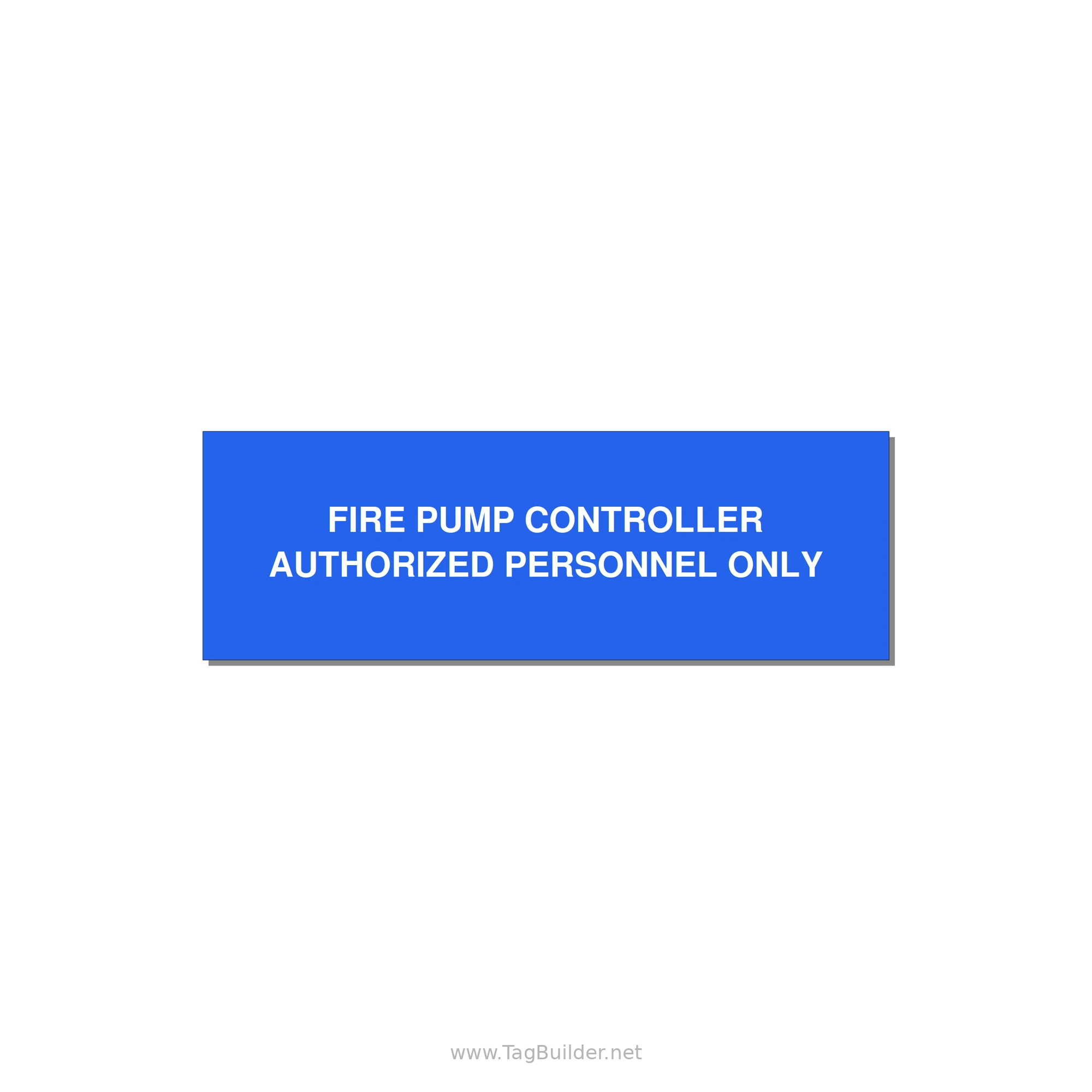 3.0x1.0" Fire Safety Label - FIRE PUMP CONTROLLER AUTH — 3x1" White on Blue, Holes