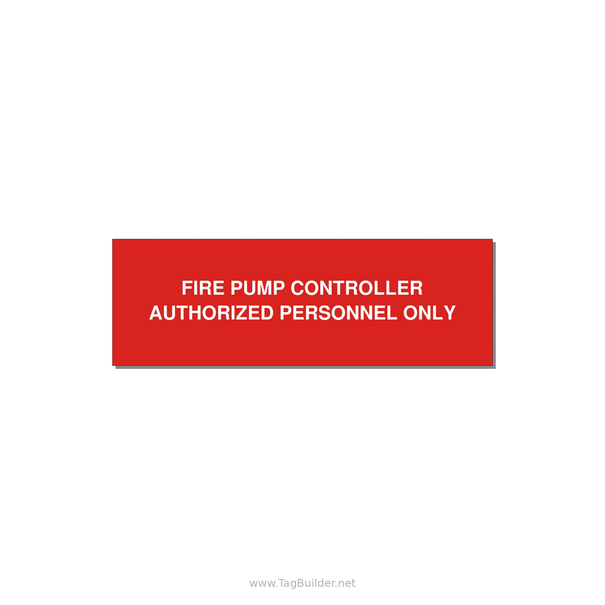 3.0x1.0" Fire Safety Label - FIRE PUMP CONTROLLER AUTH — 3x1" White on Red, Adhesive