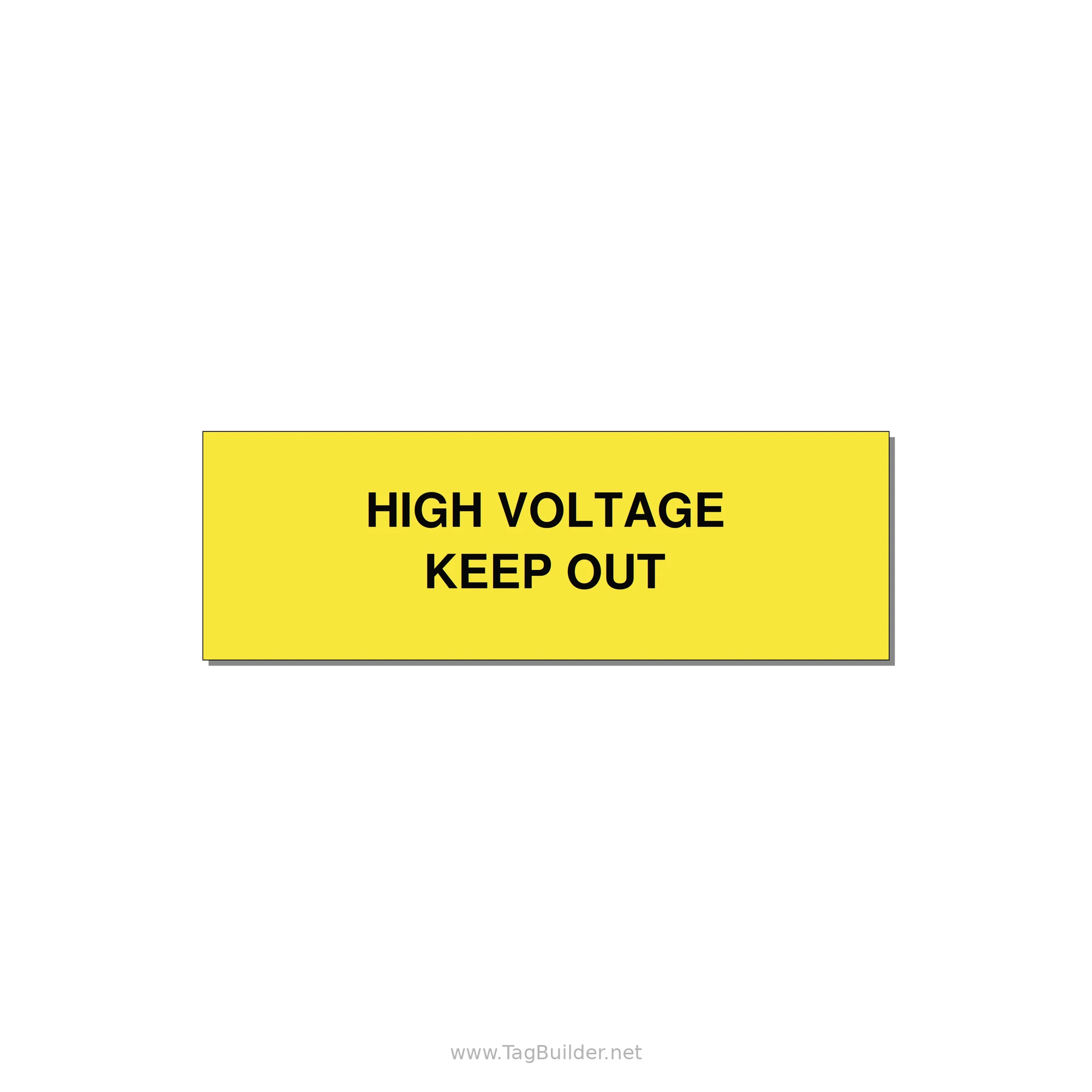 3.0x1.0" High Voltage Warning Sign - HIGH VOLTAGE KEEP OUT — 3x1" Black on Yellow, Holes
