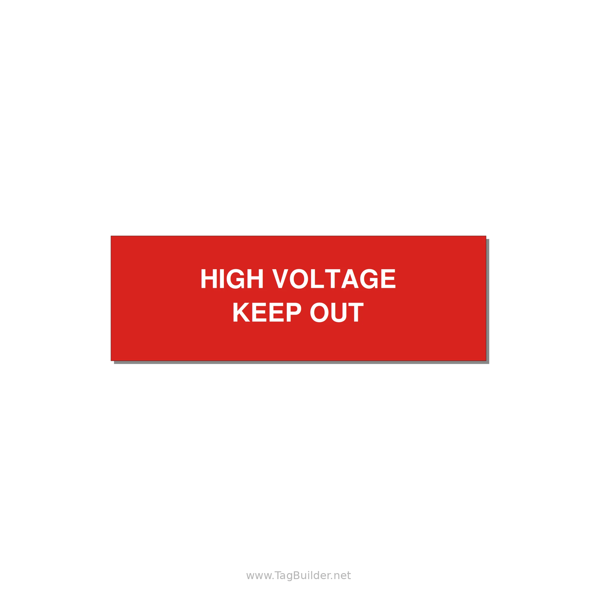 3.0x1.0" High Voltage Warning Sign - HIGH VOLTAGE KEEP OUT — 3x1" White on Red, Holes