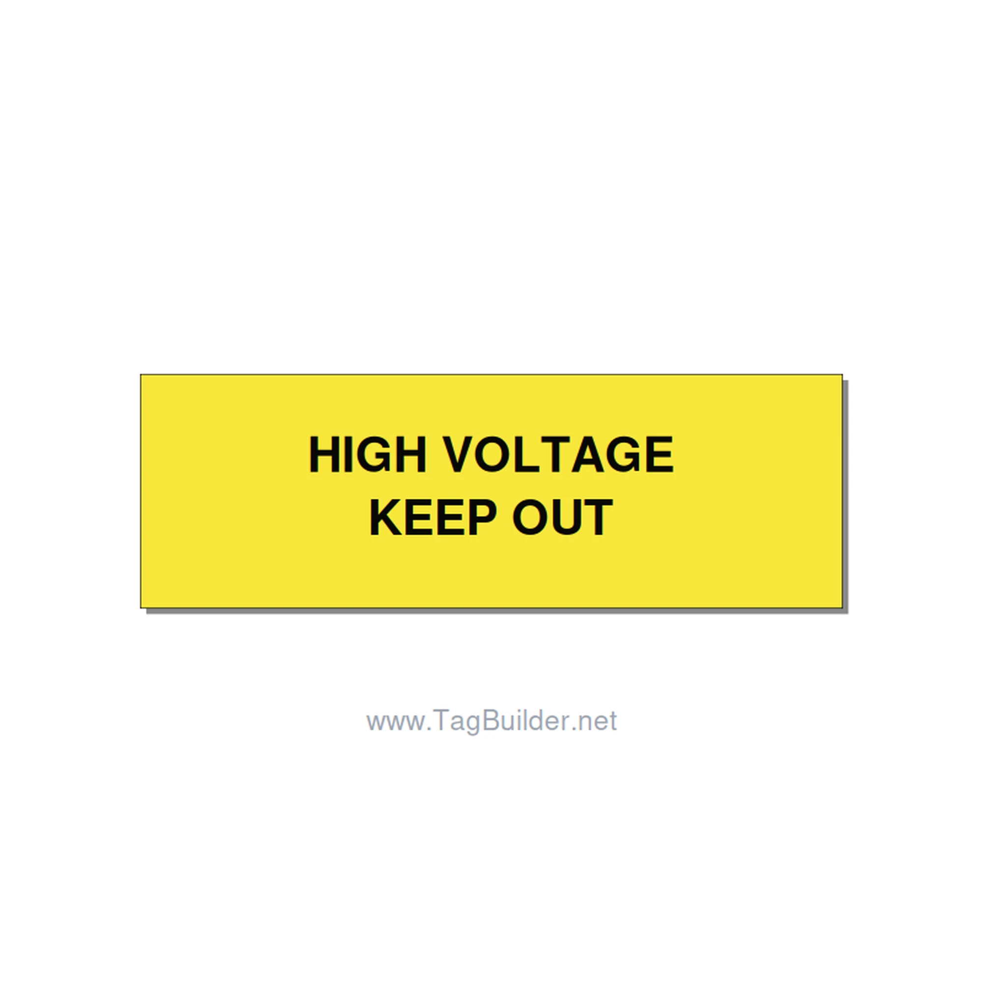 3.0x1.0" High Voltage Warning Sign - HIGH VOLTAGE KEEP OUT, Black/Yellow, Adhesi
